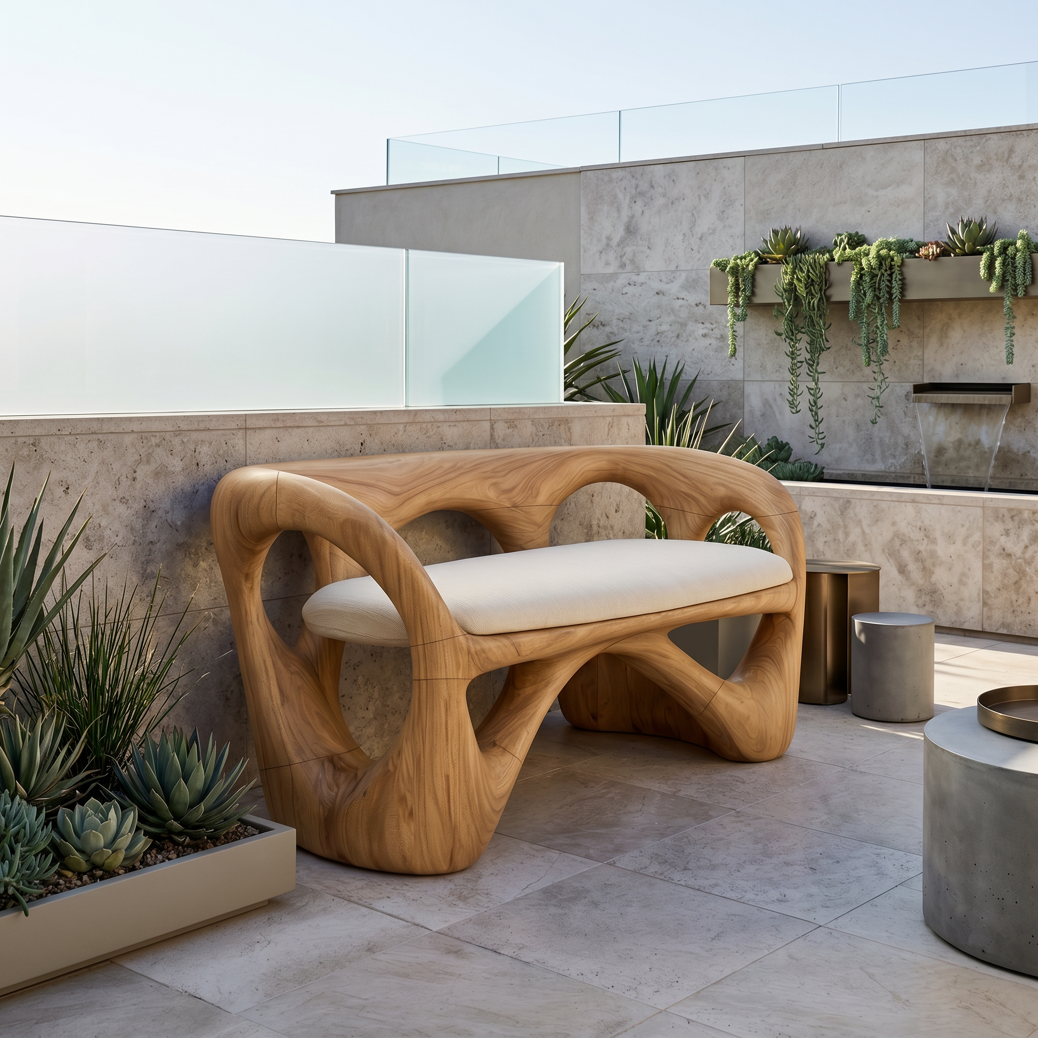 Organic Wooden Bench Contemporary Sunroom SILDTTRBEN080