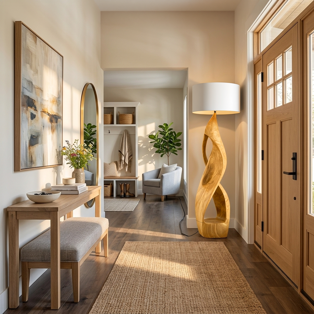 Modern Wooden Floor Lamp Twisted Body For Guest Room RTTHTTLAM045