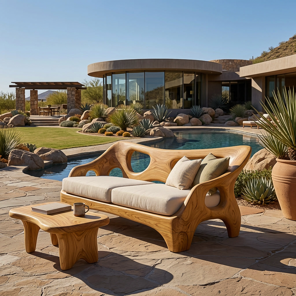 Luxury Wooden Sofa Sculptural Design For Home RTTHTTSF029