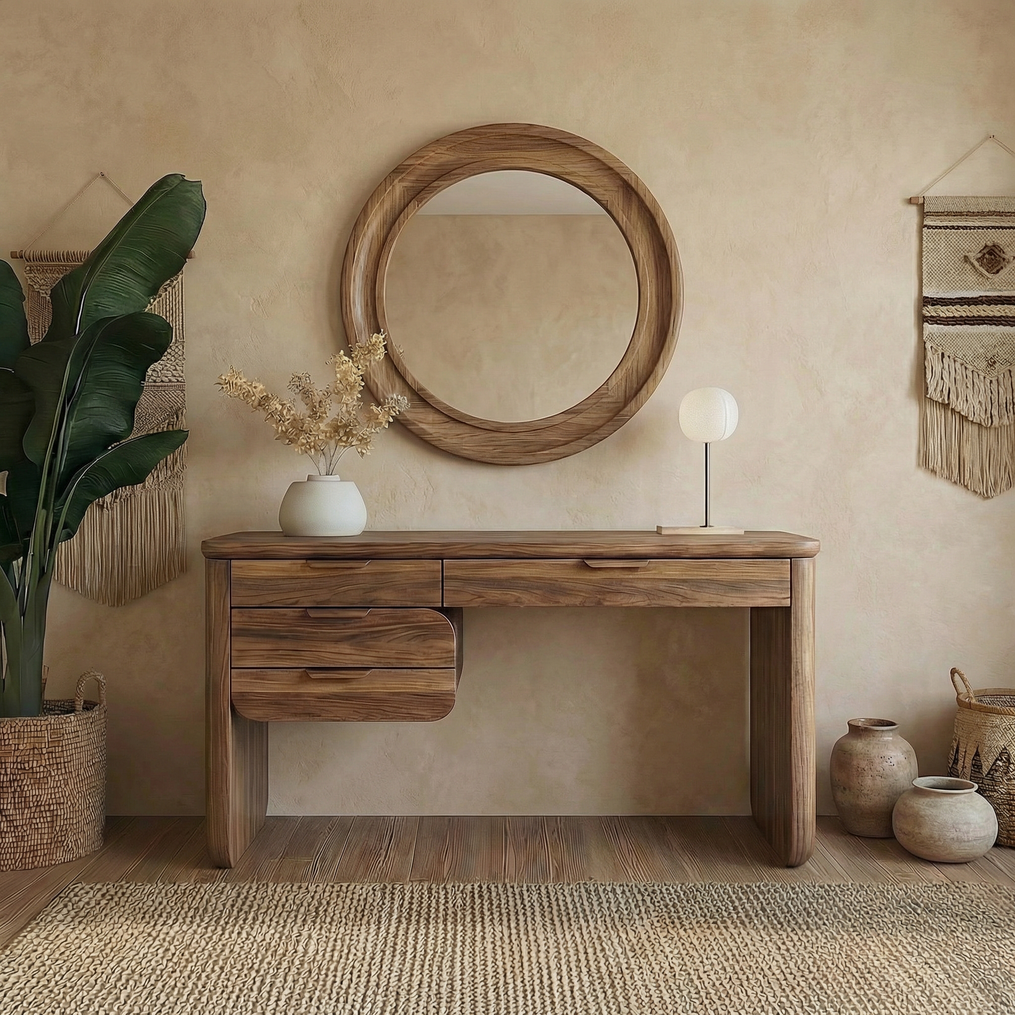 Minimalist Wooden Dressing Table Bedroom Or Vanity Area SINLSABDT046