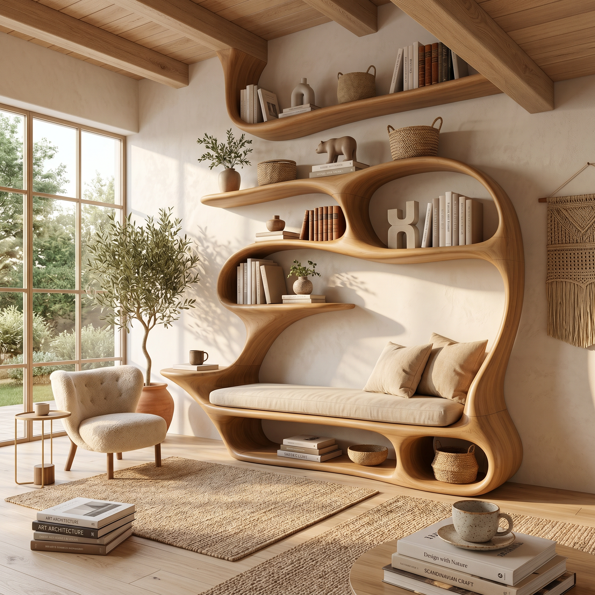Contemporary Reading Seat Bookcase For Home Library SILDTTNBS060