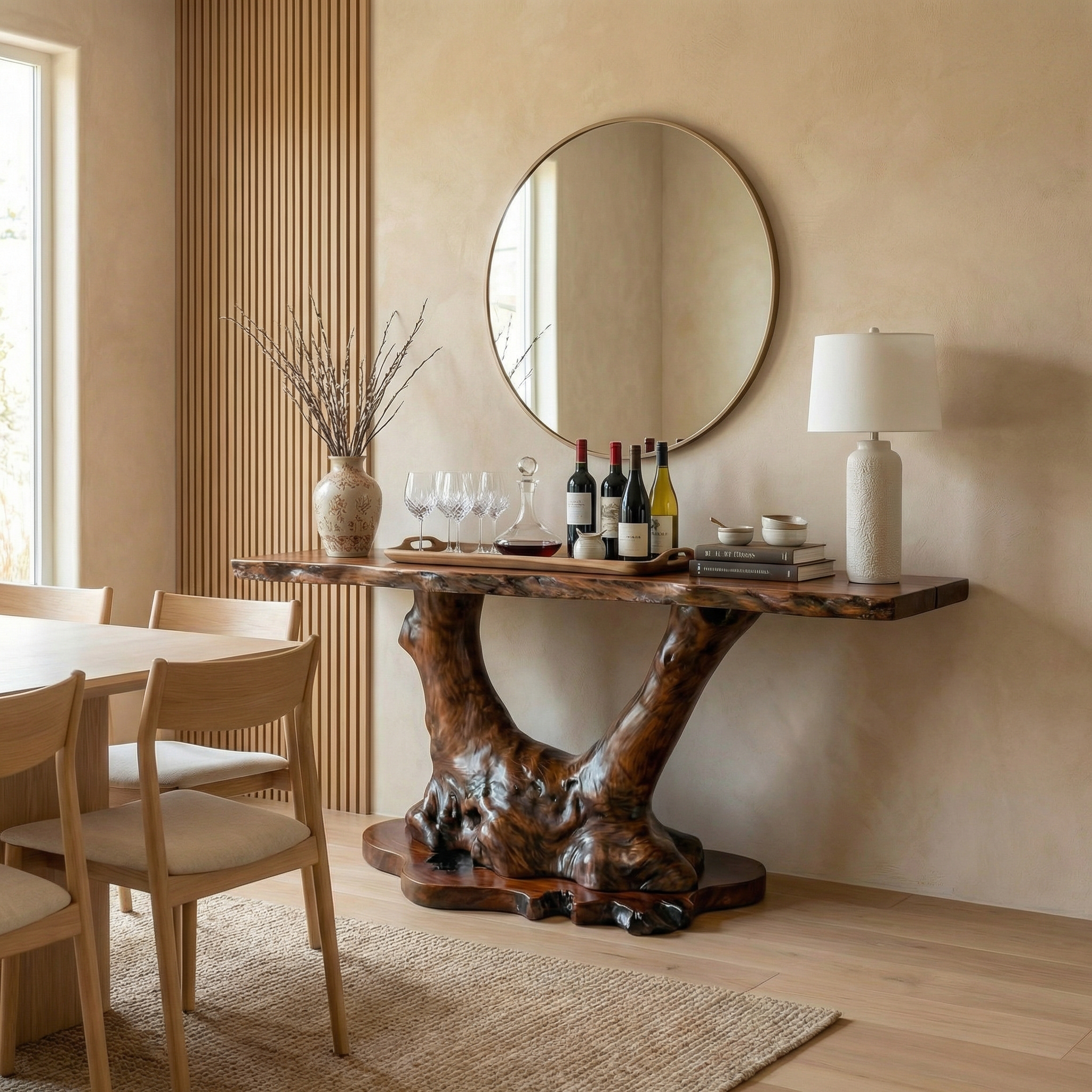 Organic Tree Root Style Console Table Solid Wood Living Room SINLSACS519