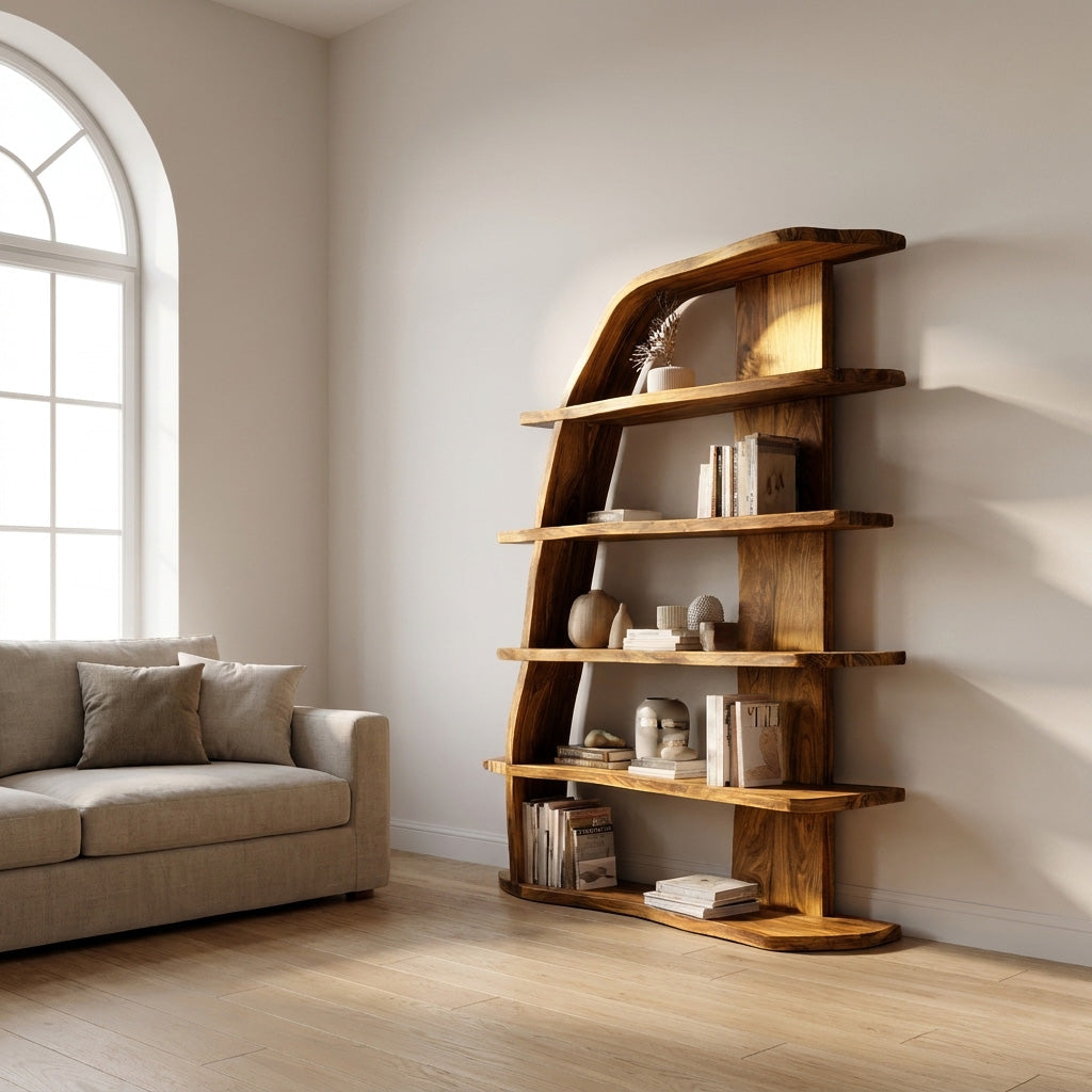 Mid Century Natural Wood Display Bookshelf For Living Room RTTHHNBS165