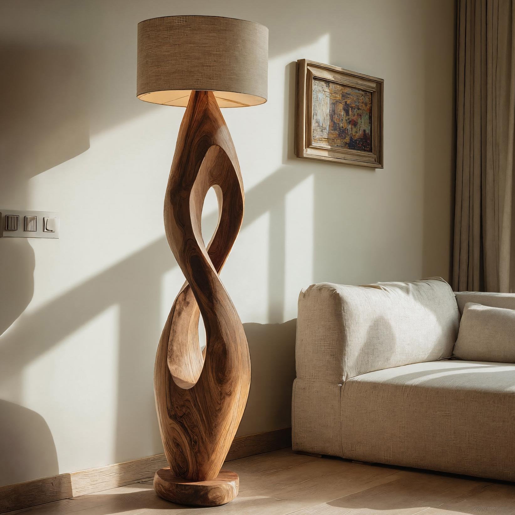 Modern Twisted Wooden Floor Lamp For Living Room RTTHHNLAM065