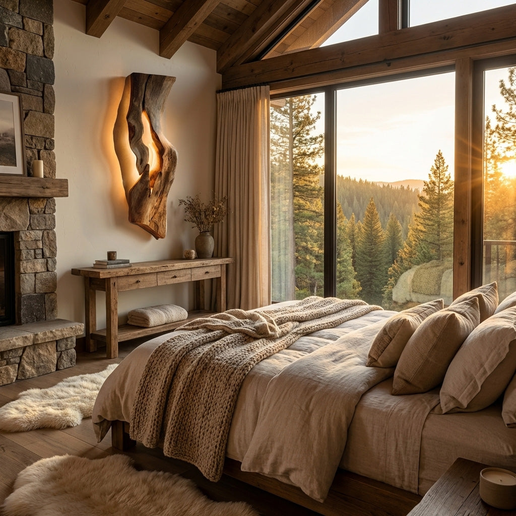 Rustic Wooden Wall Lamp For Bedroom Accent RTTHHNLAM048