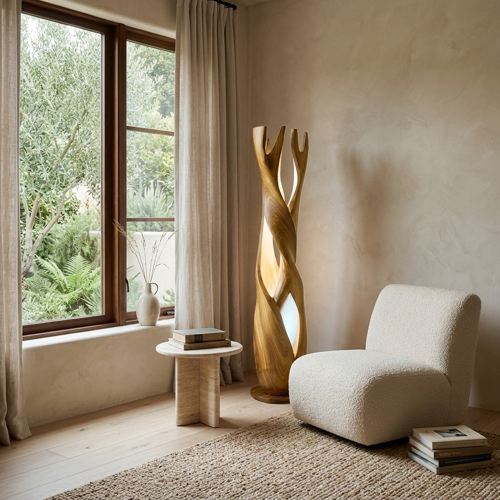 Statement Wooden Sculpture Lamp For Luxury Home RTTHHNLAM085
