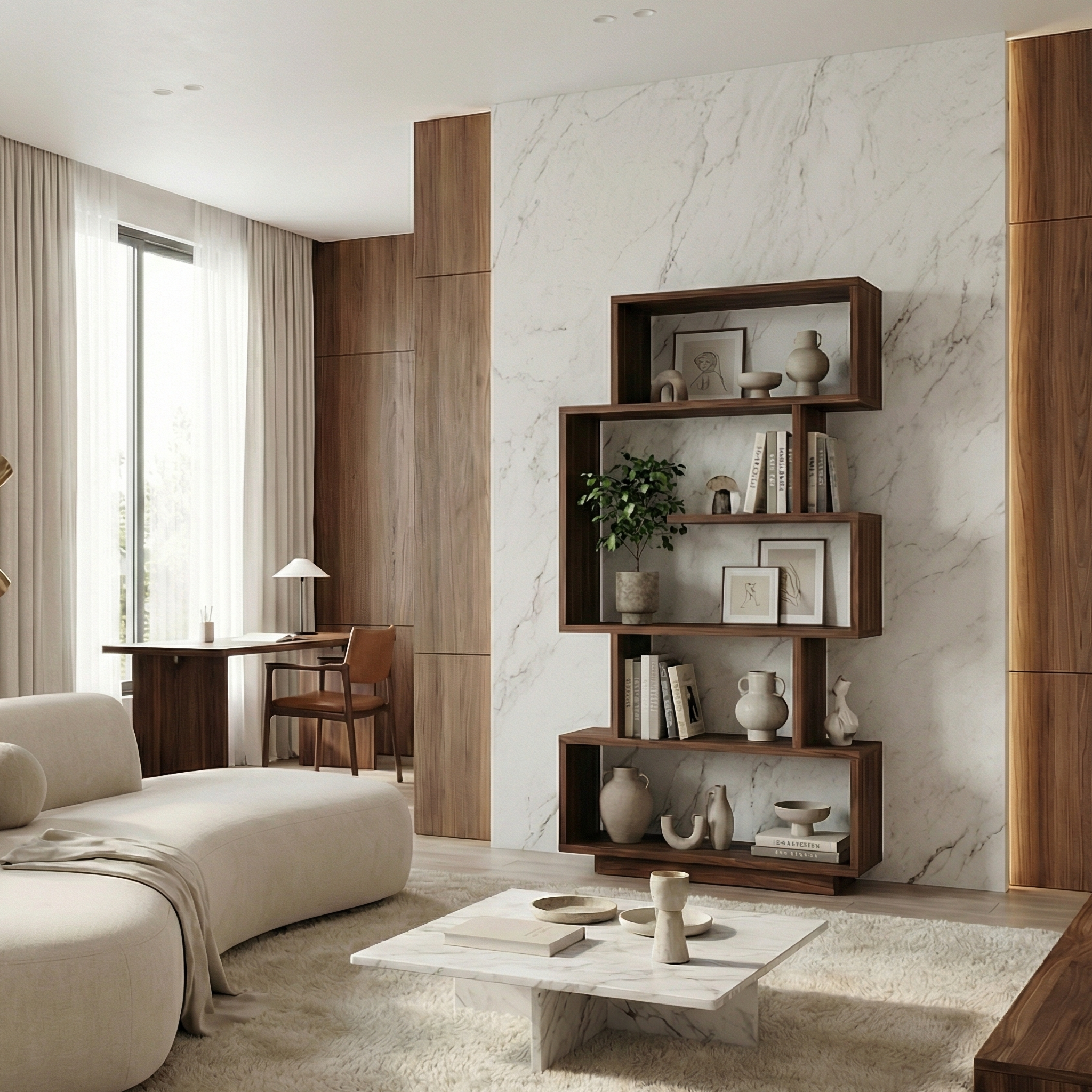 Mid Century Modern Bookshelf For Living Room And Studio SINLSASC485