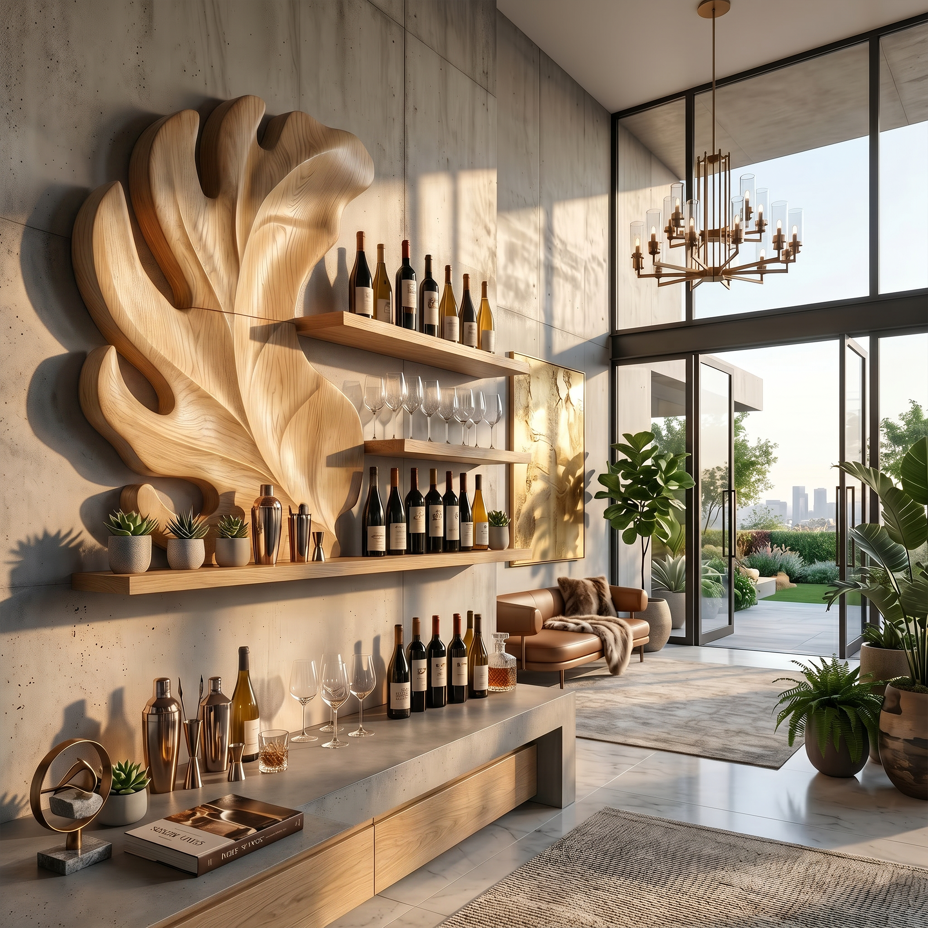 Rustic Wall Wine Holder For Condo Beverage Storage Niche SILDTTRWH070
