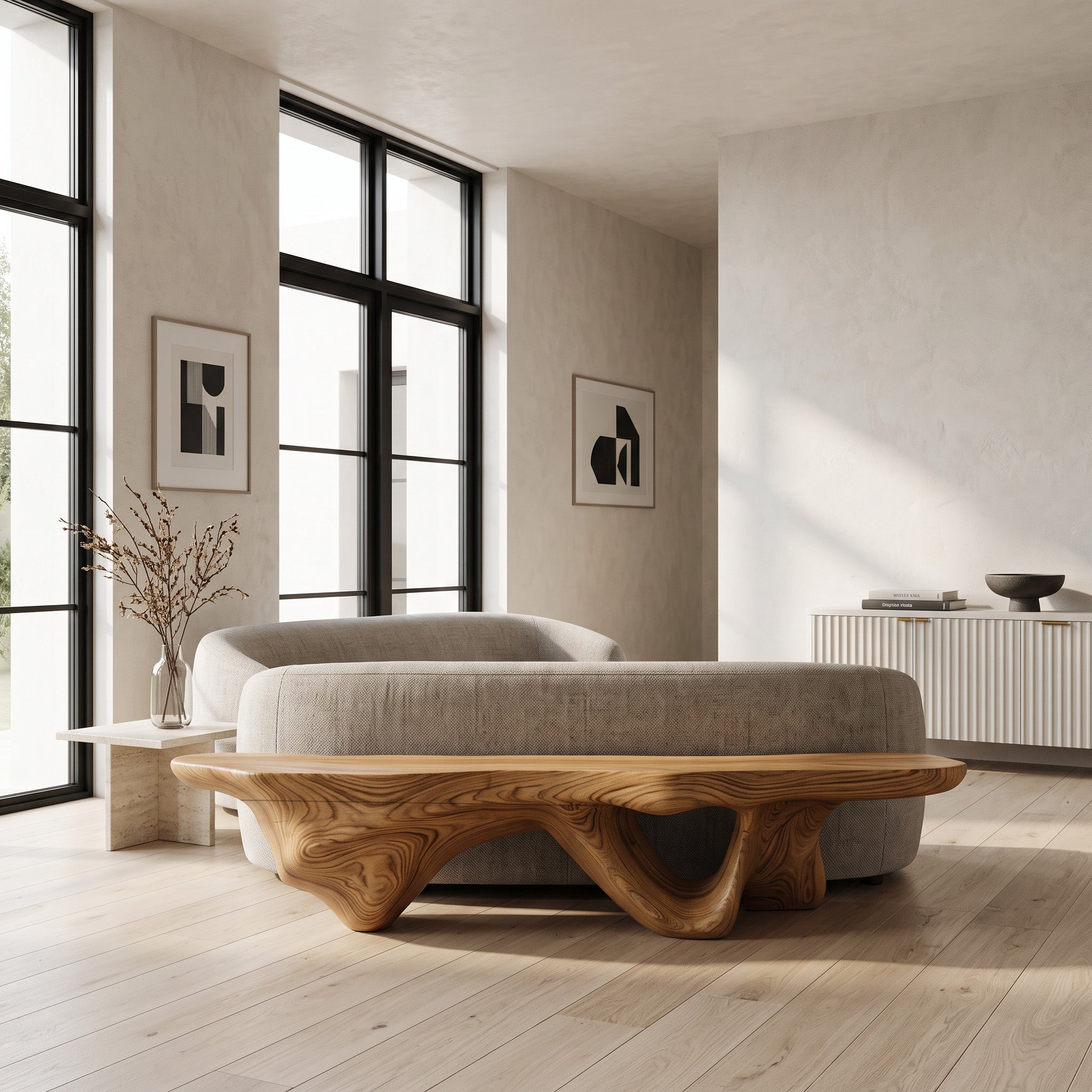 Modern Sculptural Bench With Flowing Design For Living Room SITHHNCHR040