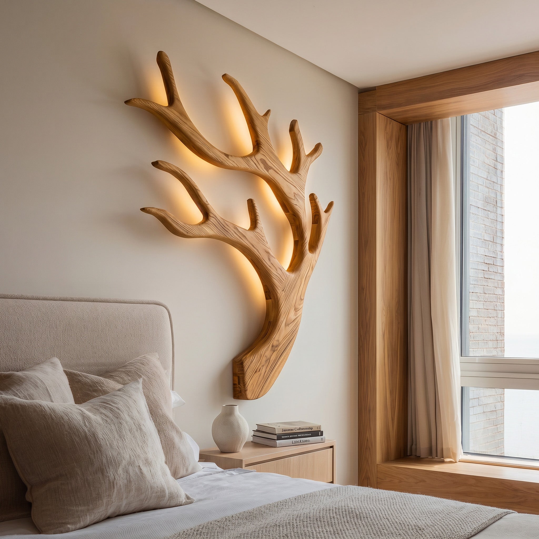Artistic Wooden Wall Light For Quiet Luxury Interior RTTHHNLAM087
