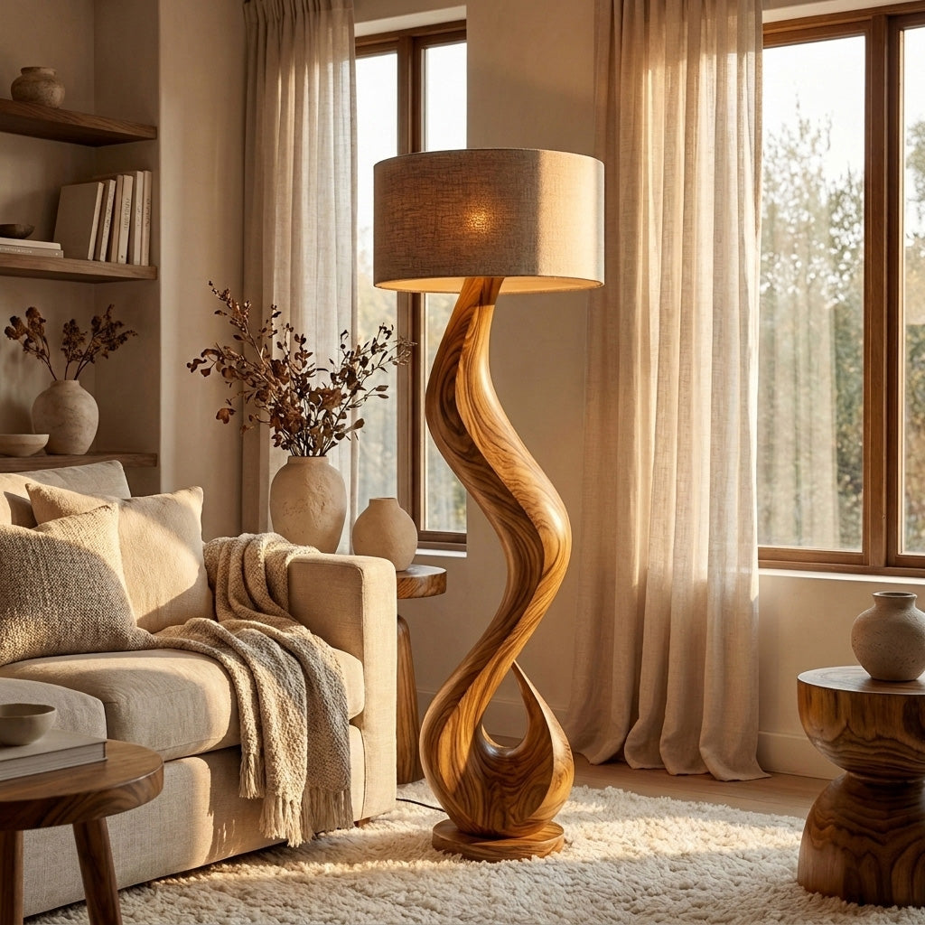 Modern Floor Lamp With Flowing Form For Living Room Corner RTTHHNLAM075