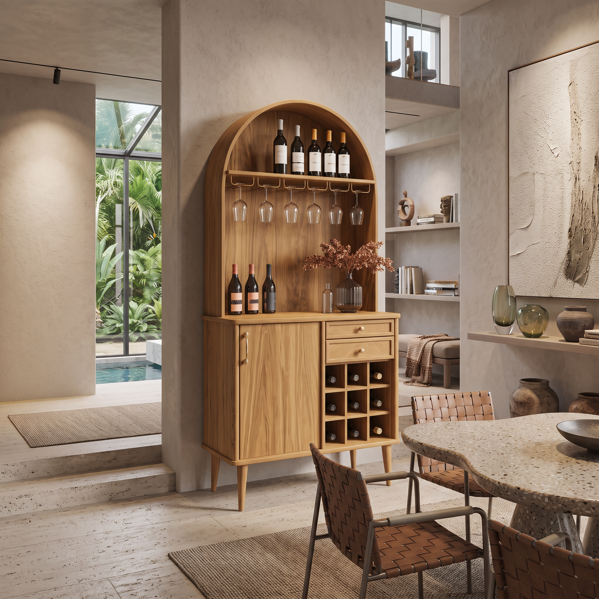 Classic Wine Cabinet With Storage For Dining Room SITHTTBCA008