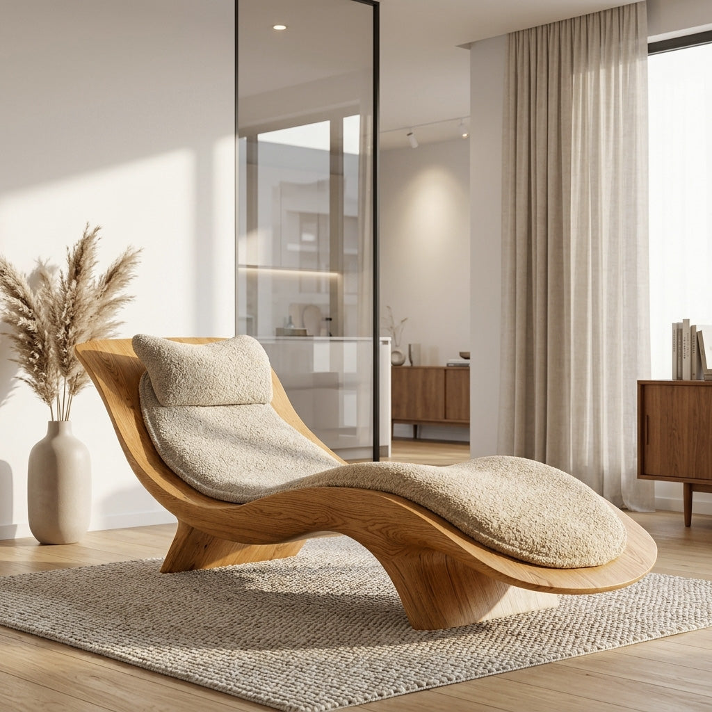 Contemporary Natural Wood Lounge Chair For Living Room RTTHHNSFA030