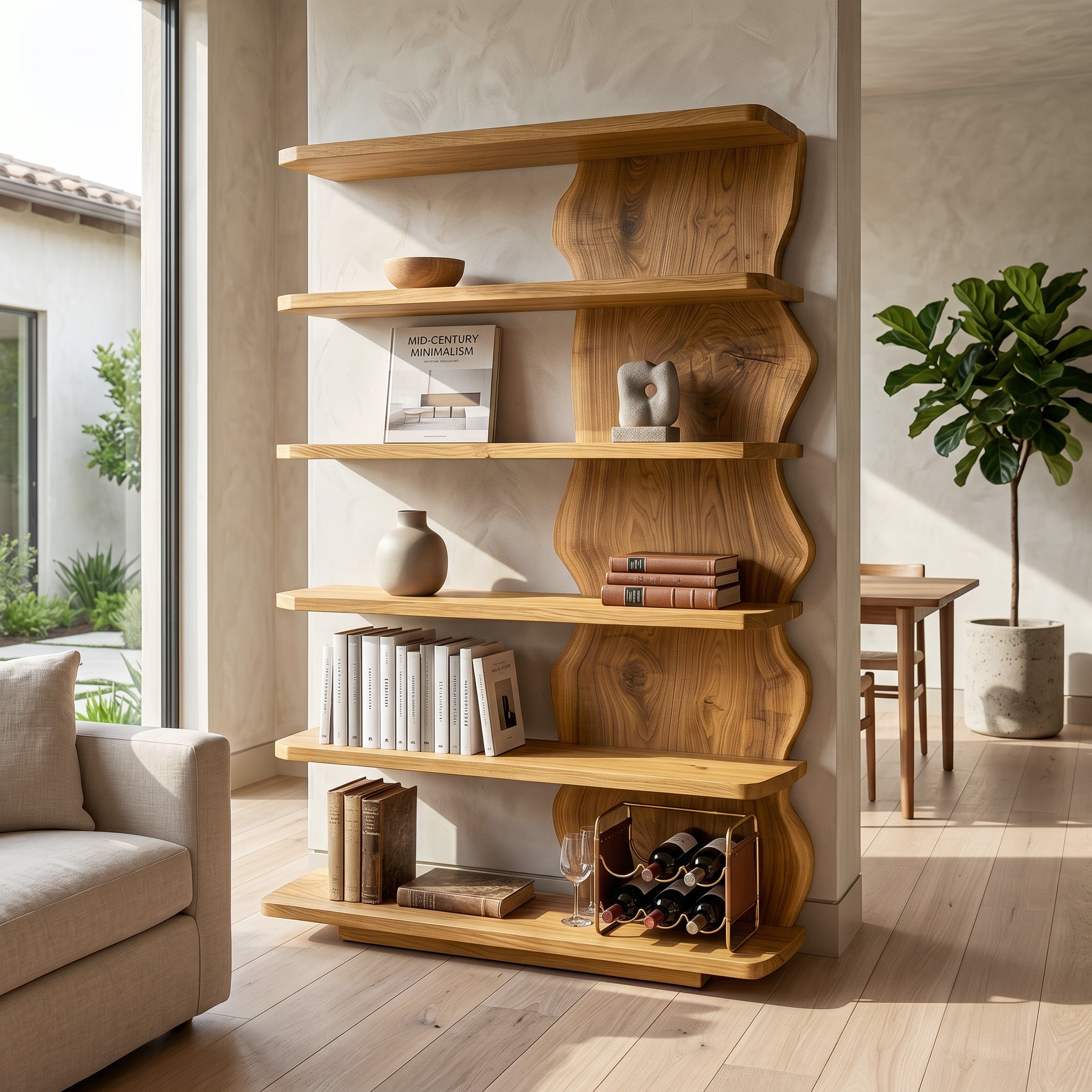Scandinavian Natural Wood Standing Shelf For Corner Space RTTHHNSS021