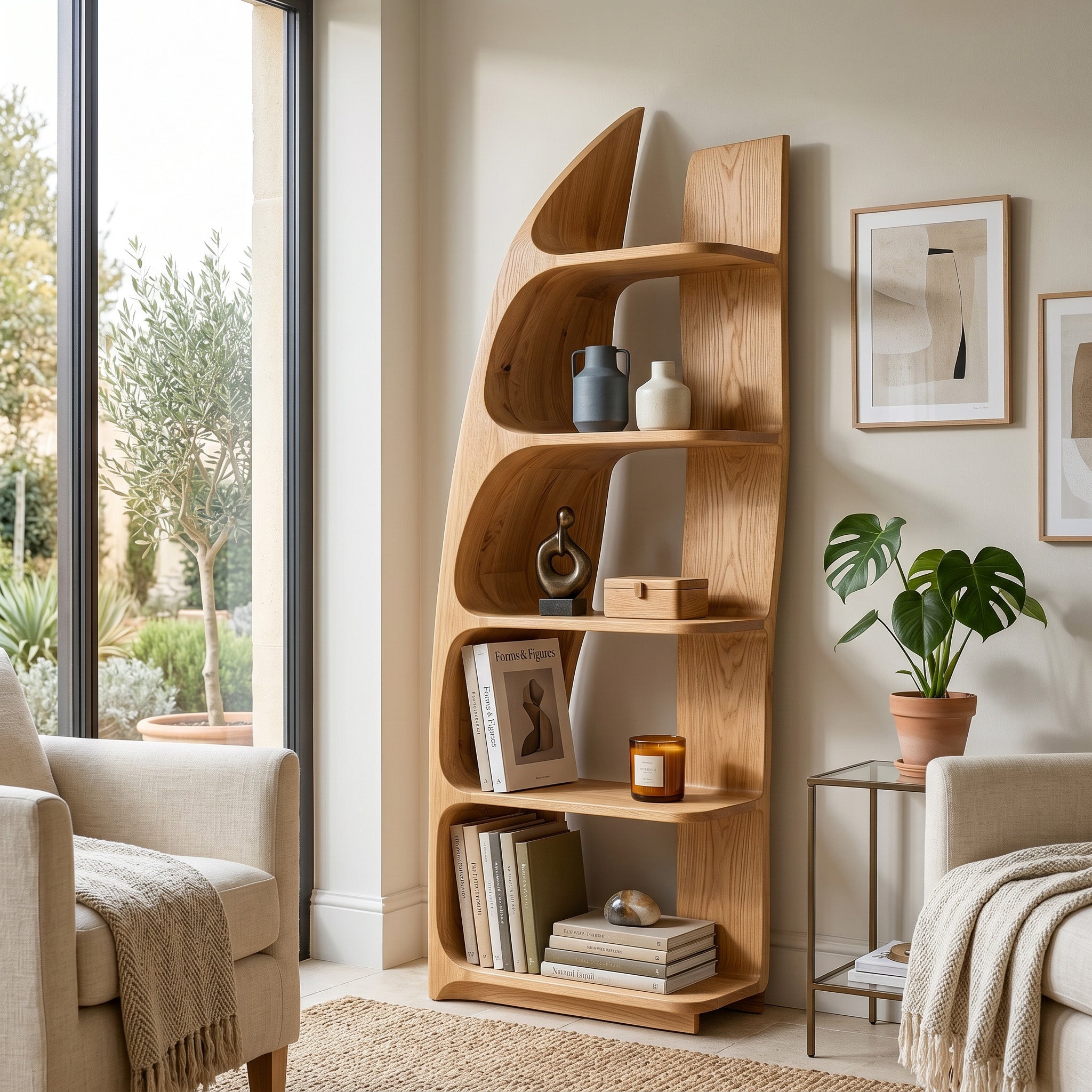 Organic Sculptural Wooden Standing Shelf For Hallway Decor RTTHHNSS028