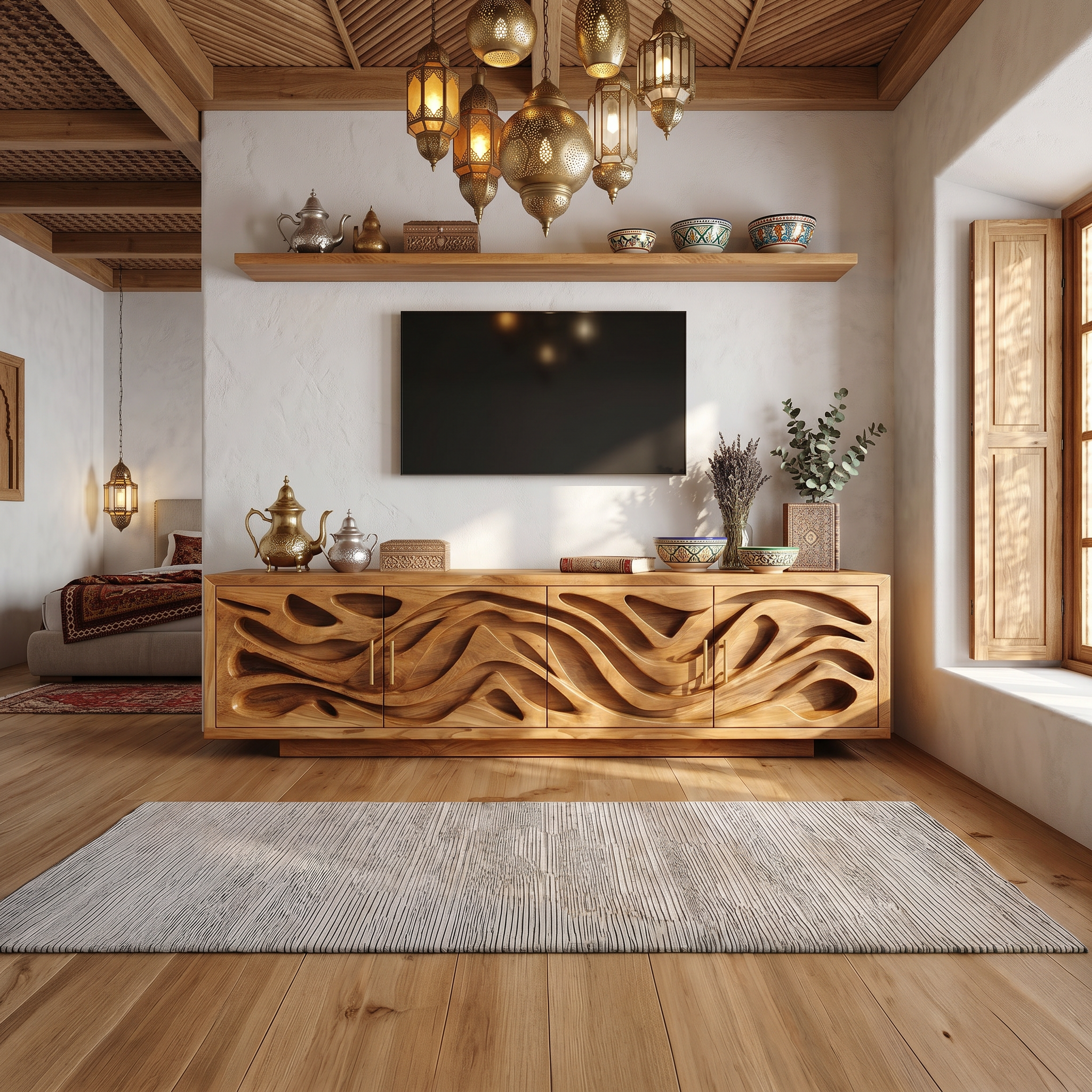 Mediterranean Coastal TV Stand For Santorini Style Bedroom SILDTTRTVC091