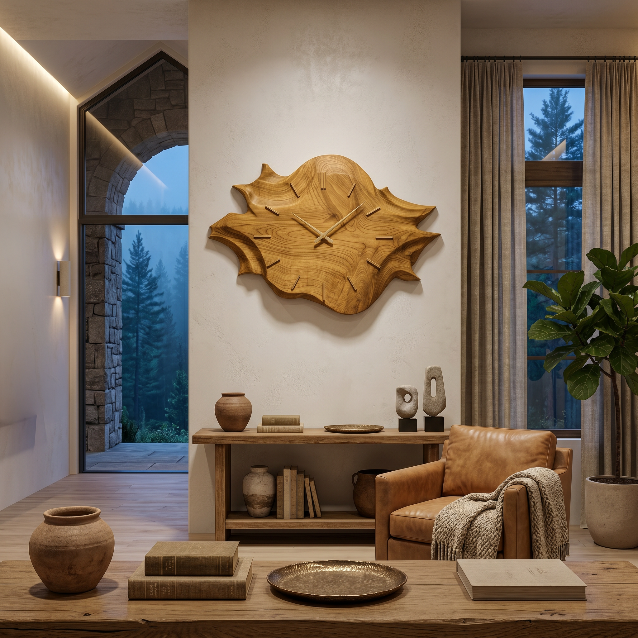 Artistic Wooden Wall Clock For Modern Apartment Living Room RTTHTTWAC023