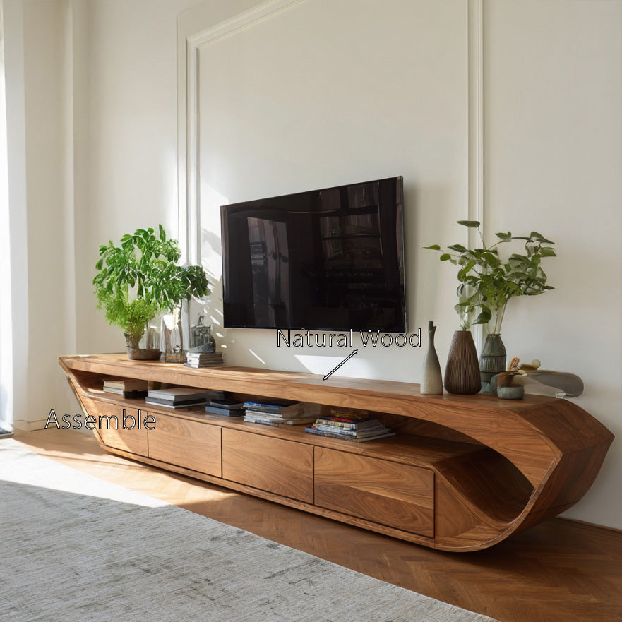 Modern Sculptural TV Console With Drawer For Living Room SITHHNTVC028