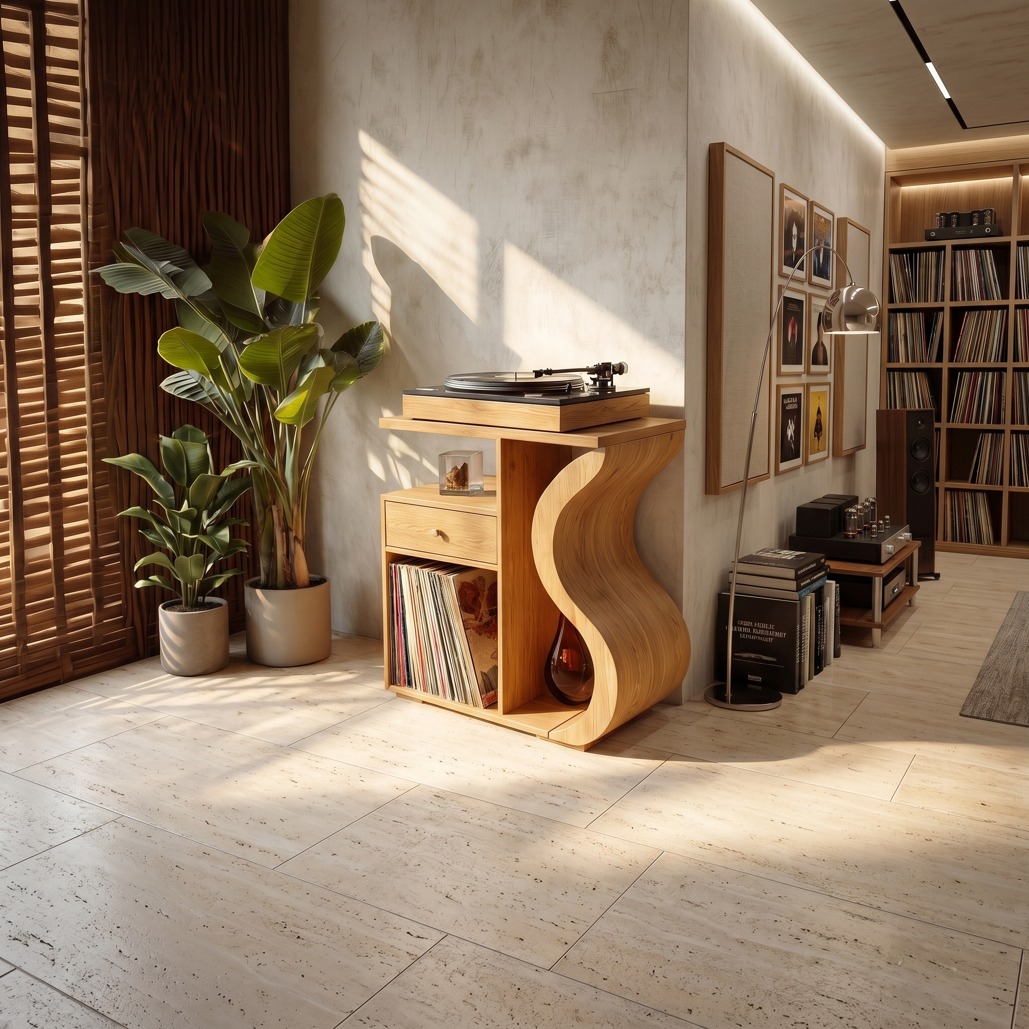 Organic Wave Vinyl Record Cabinet Boho Retreat SILDTTRRPT040