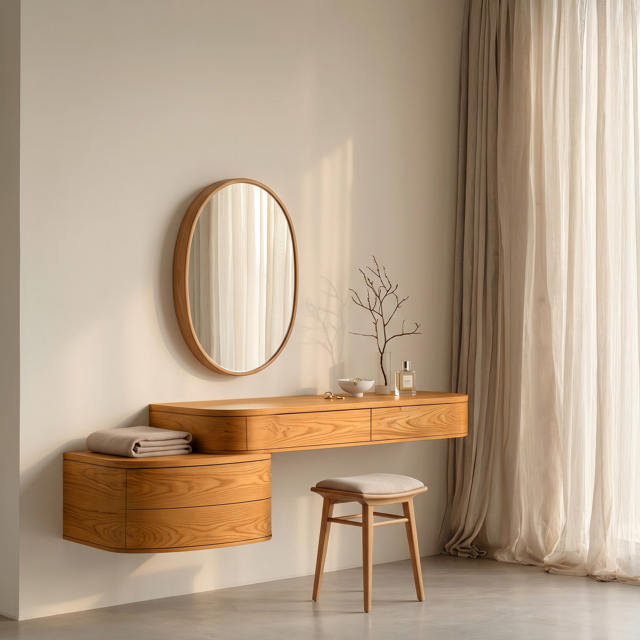Modern Wooden Wall Mounted Makeup Vanity For Bedroom RTTHHNVAN020