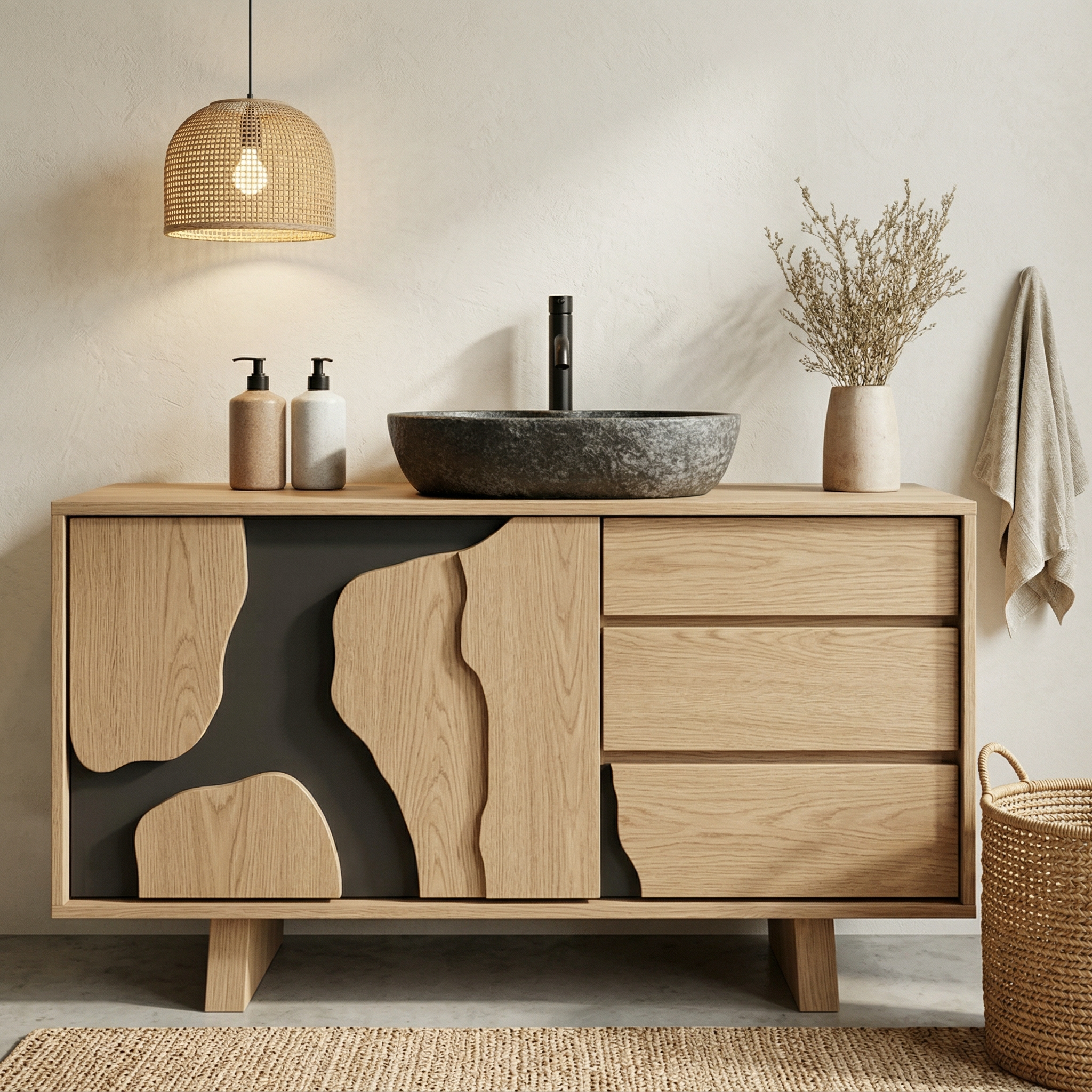 Contemporary Bathroom Cabinet Solid Wood Simple Clean Line Design Bathroom And Vanity Area SINLHABCT019