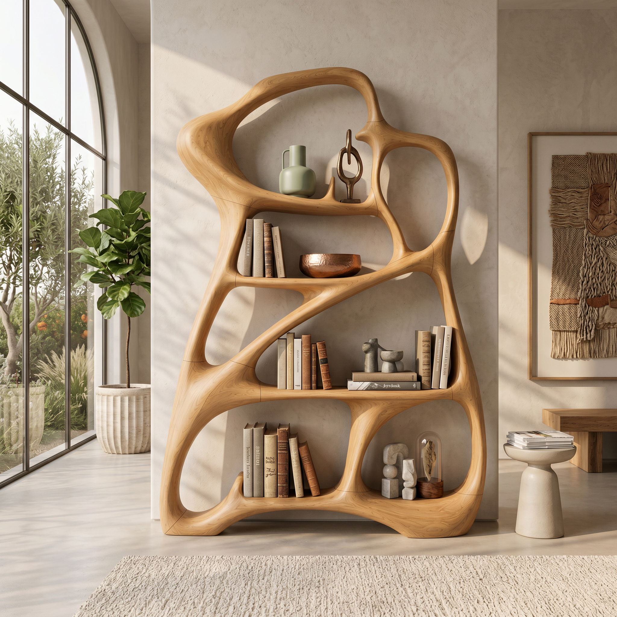 Organic Reading Corner Bookcase For Contemporary Interior SILDTTNBS061
