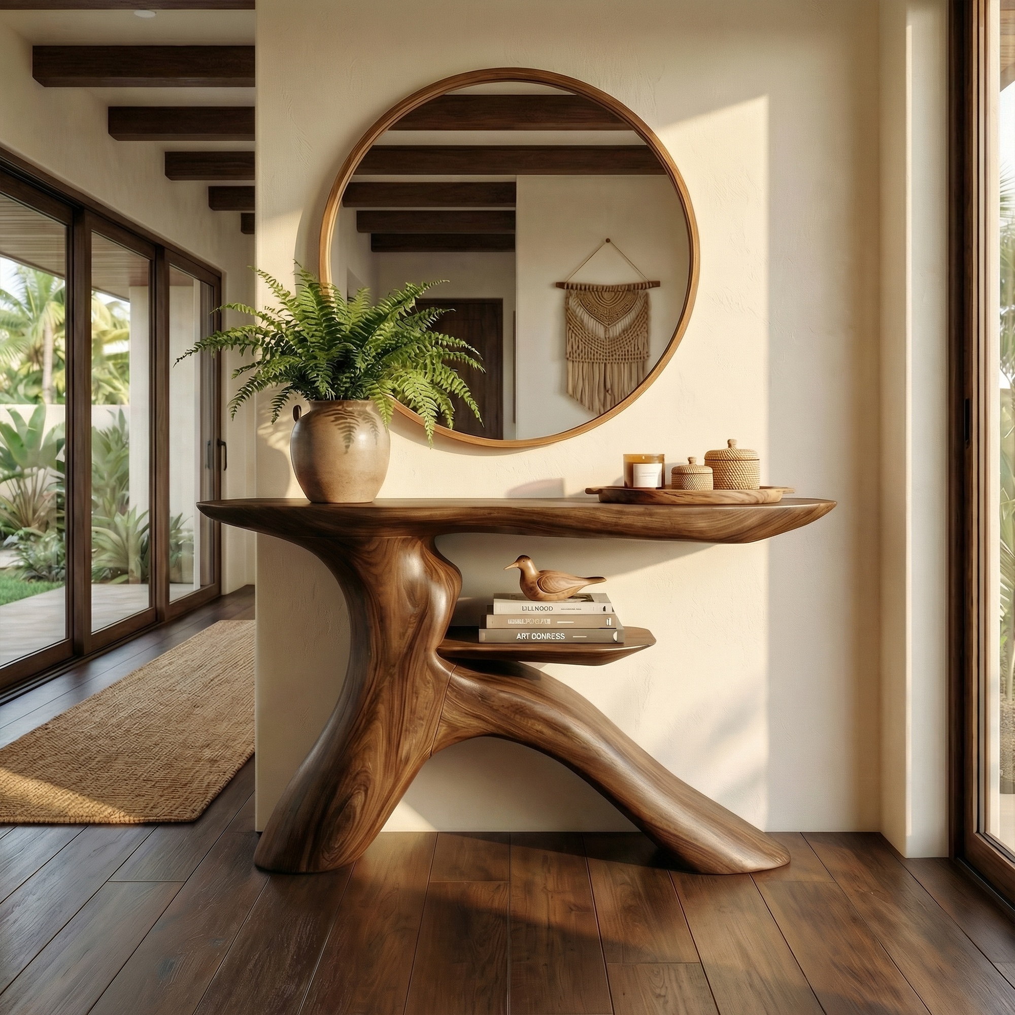 Minimalist Console Table Natural Wood Entryway Living Room SINLKICS533