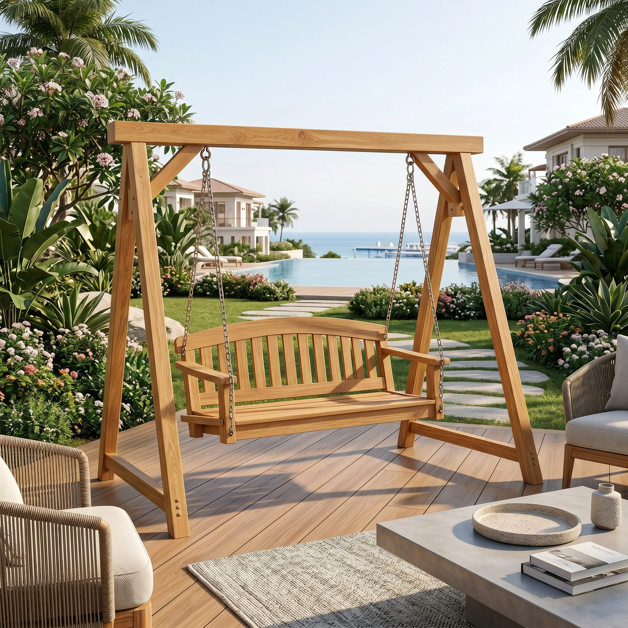 Modern Wooden Porch Swing Penthouse Living Space SILDTTRSWI012