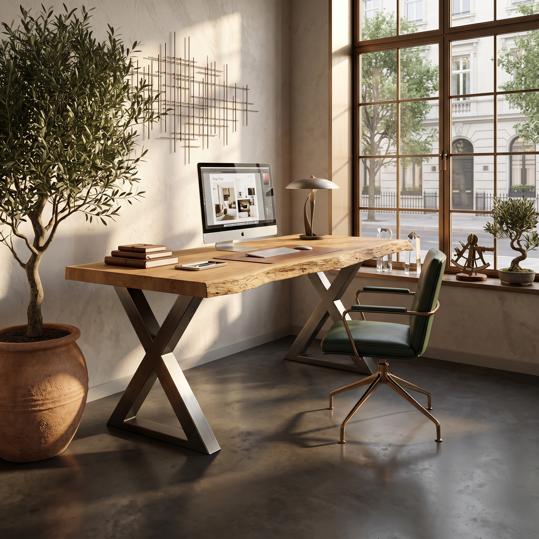 Tropical Computer Desk With Live Edge Top For Home Office SILDTTRDE014