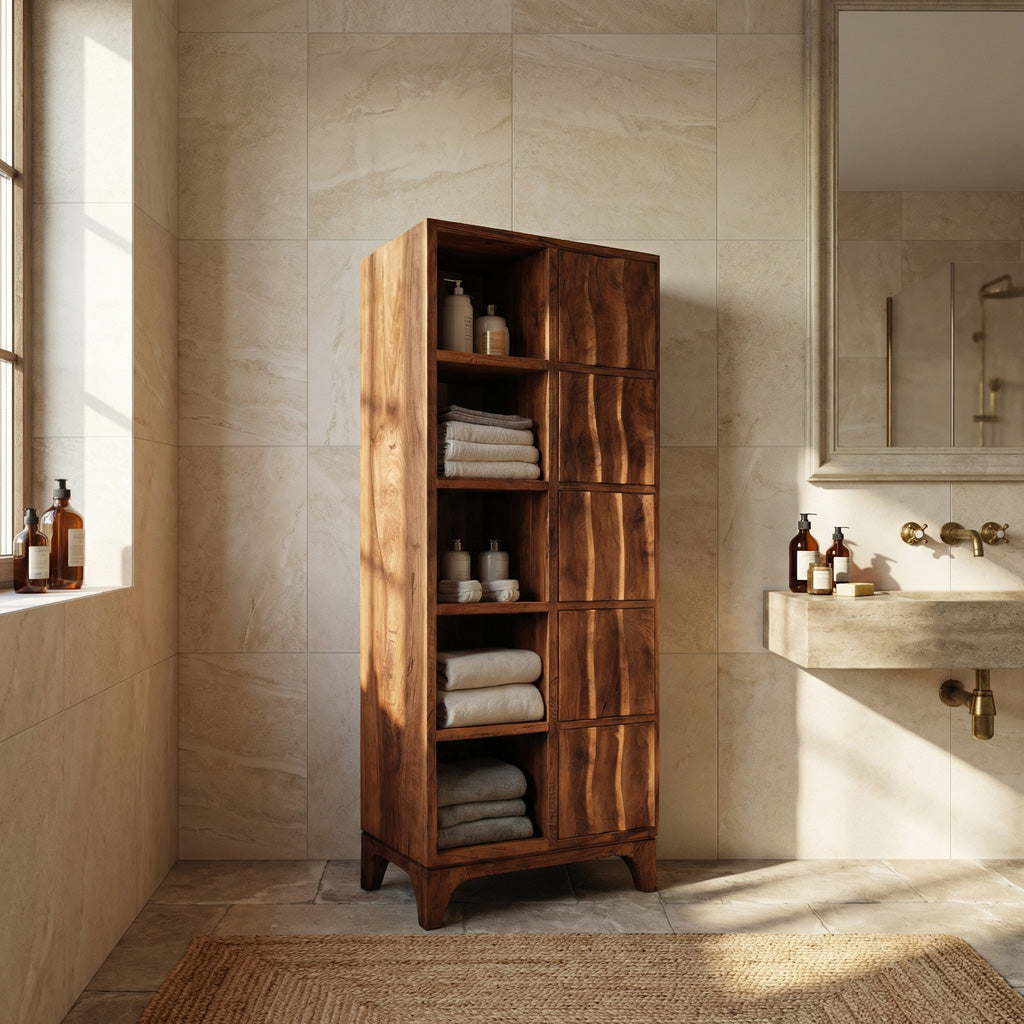Handcrafted Wooden Bathroom Storage Cabinet For Spa-Inspired Interior RTTHHNBRC028