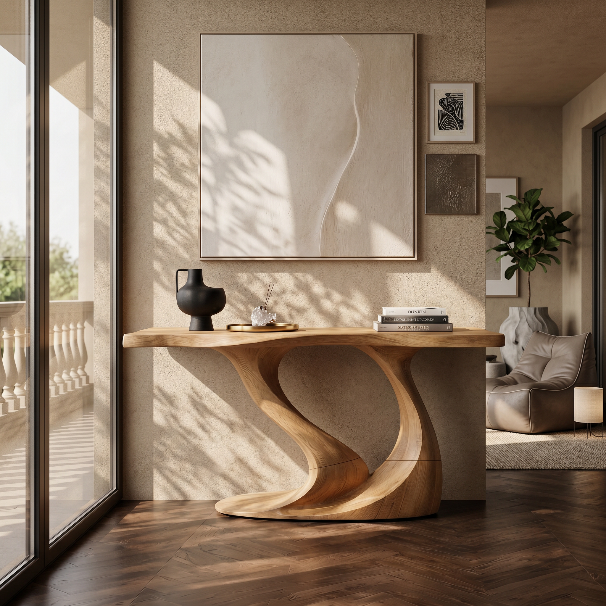 Contemporary Wave Base Console Table Luxury Hallway SILDTTRCS079