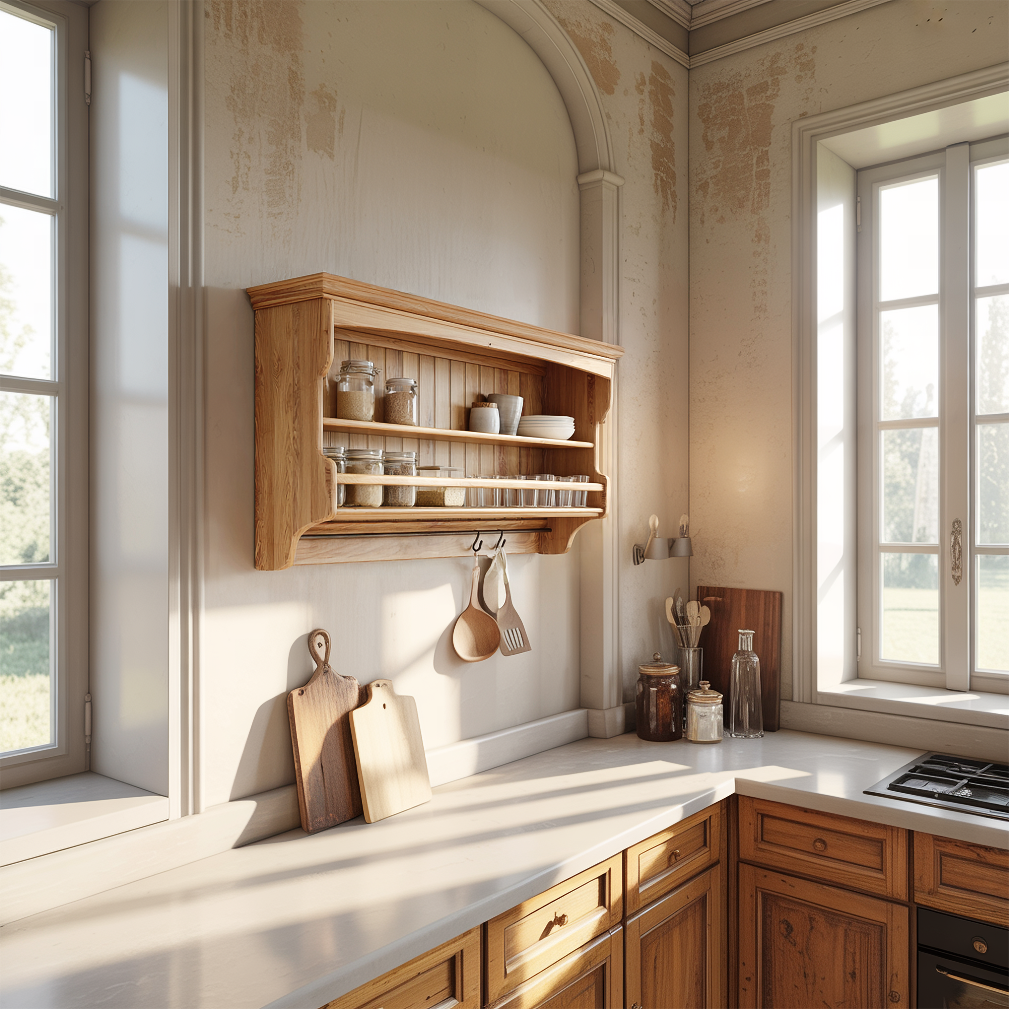 Rustic Sculptural Storage Shelf For Kitchen And Dining Area SINLSAKC009