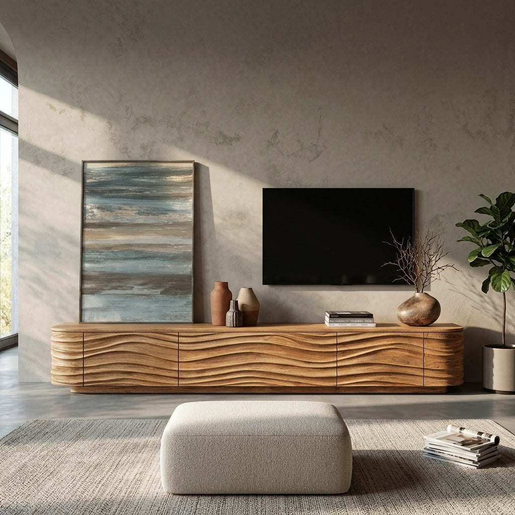 Contemporary Low Wood TV Stand For Media Room RTTHHNTVC081