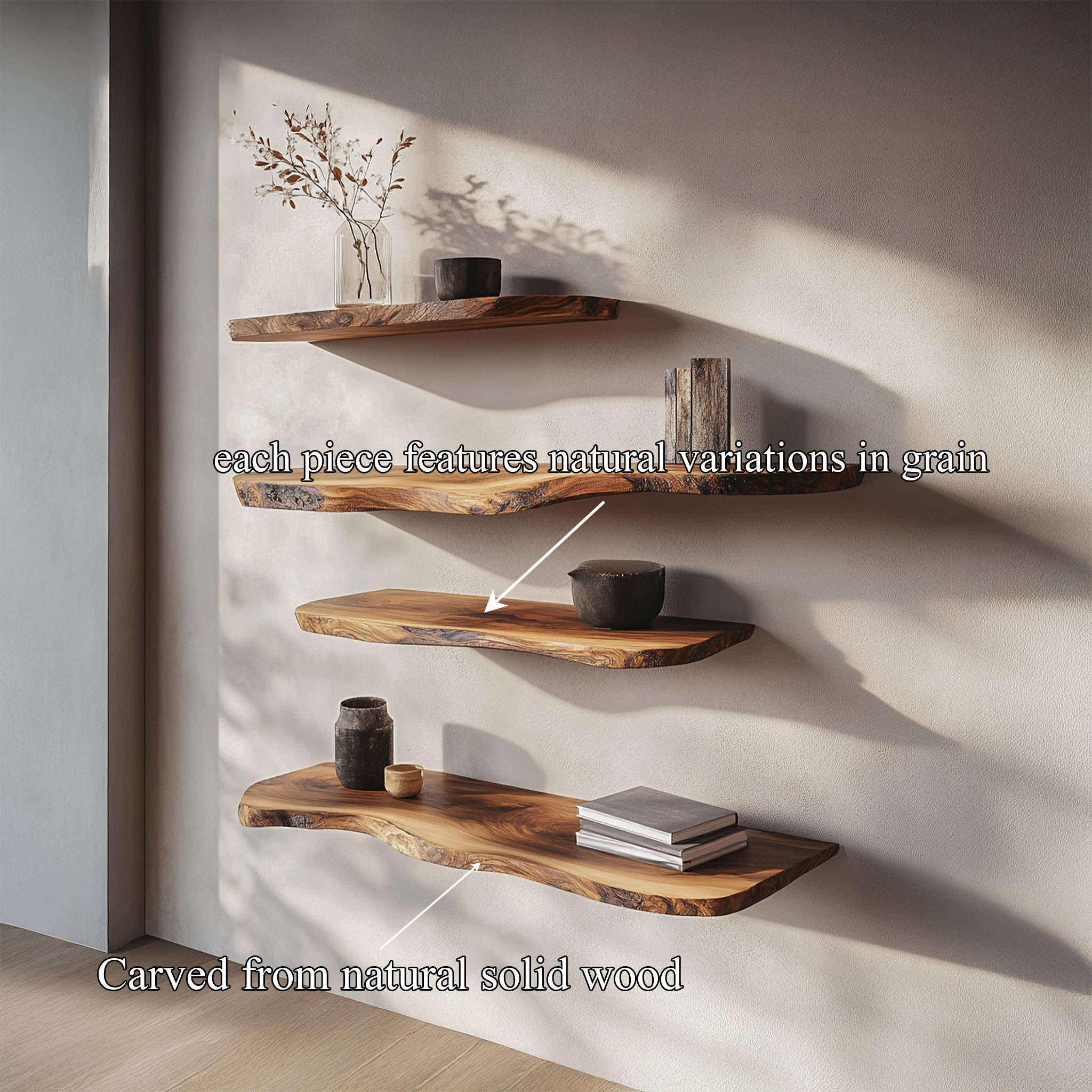Rustic Organic Wall Shelf For Living Room And Bedroom SINLSAFL452