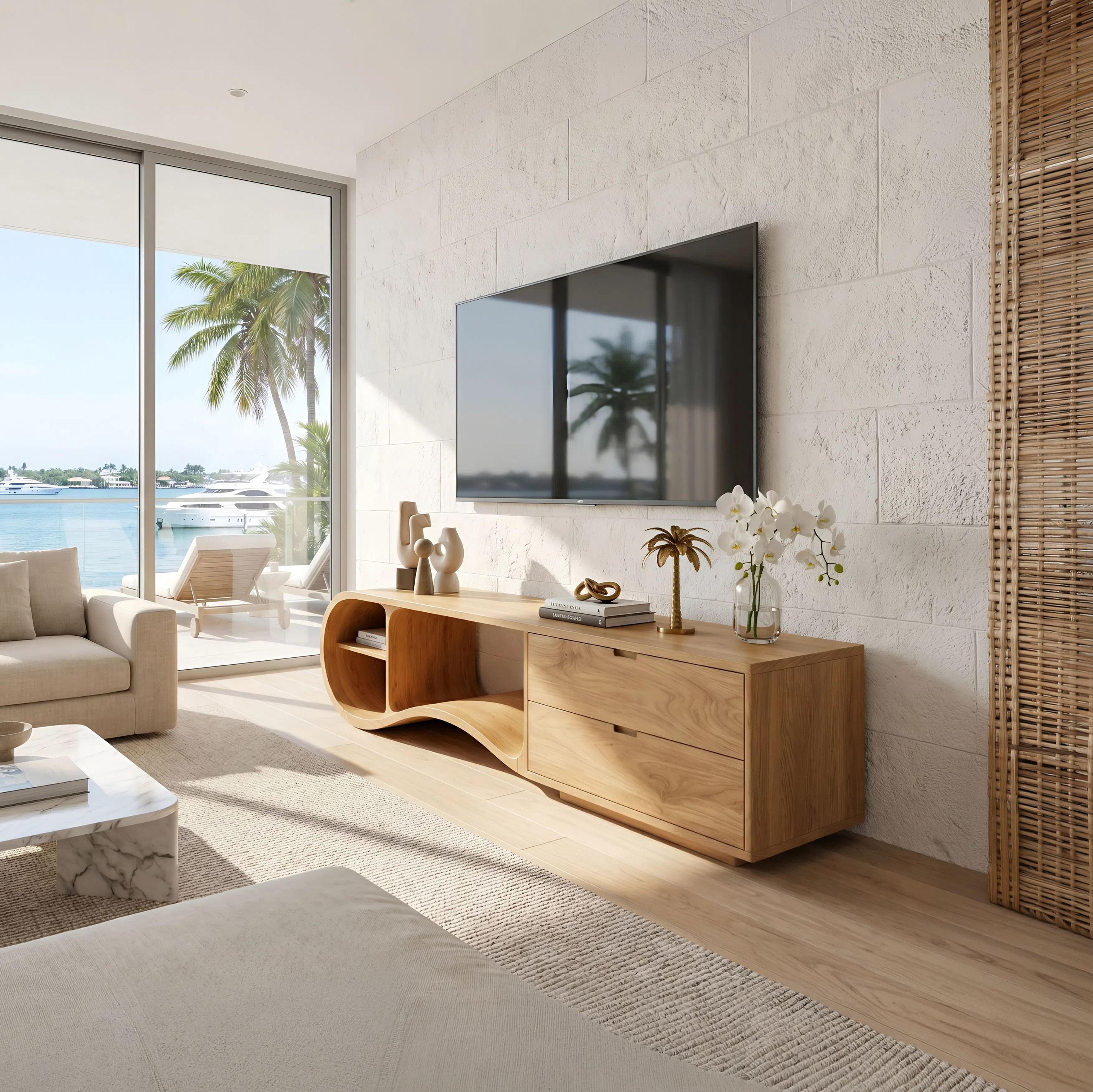 Contemporary Organic TV Cabinet For Living Room SILDTTNTVC127