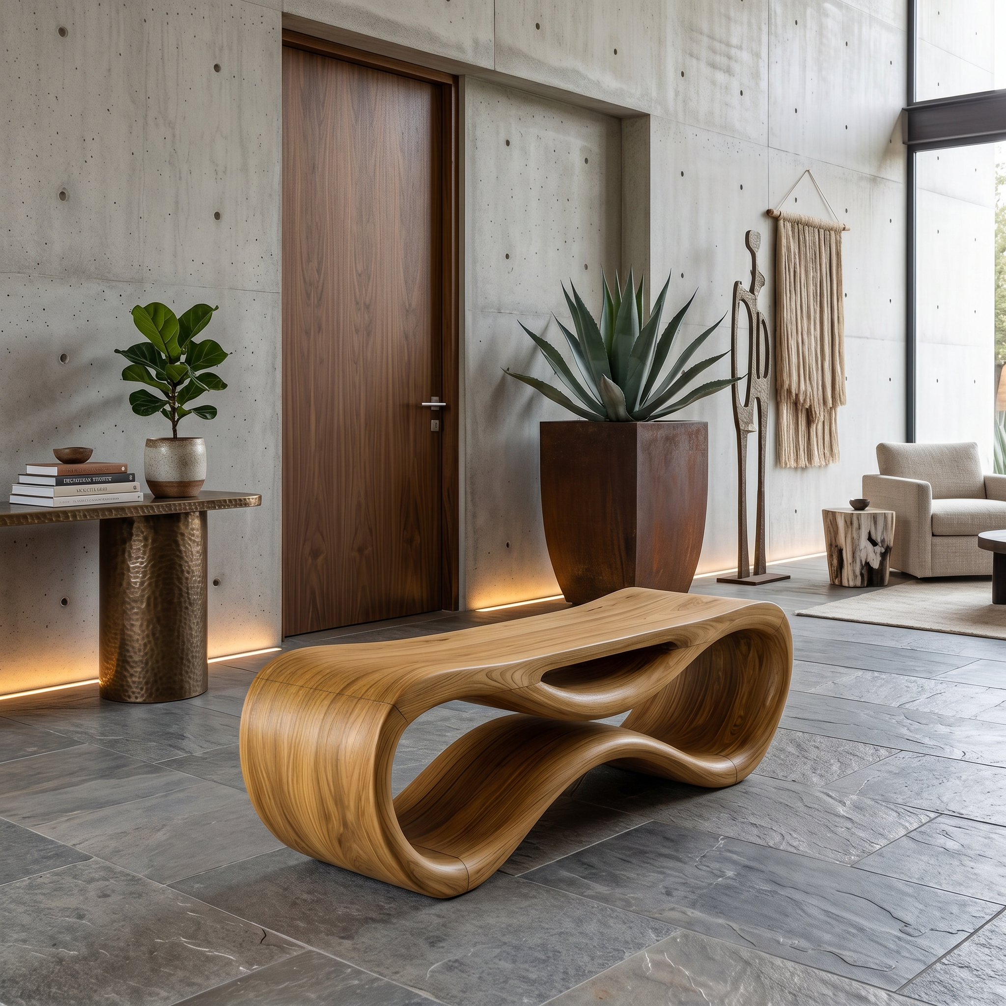 Contemporary Sculptural Outdoor Bench For Patio Or Garden Decor SITHTTGDB008