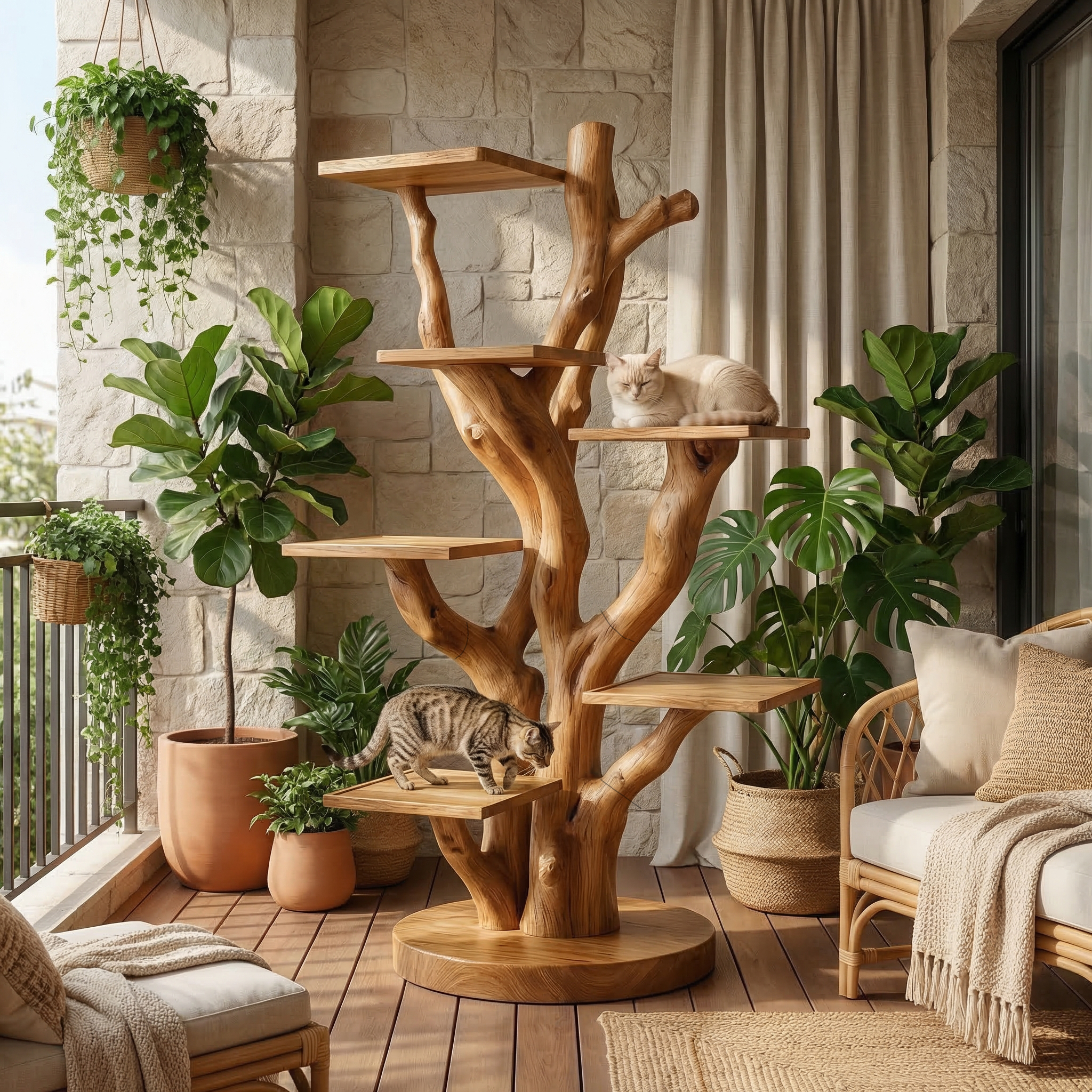 Rustic Cat Climbing Tree For Living Room Or Pet Space SINLSATT130