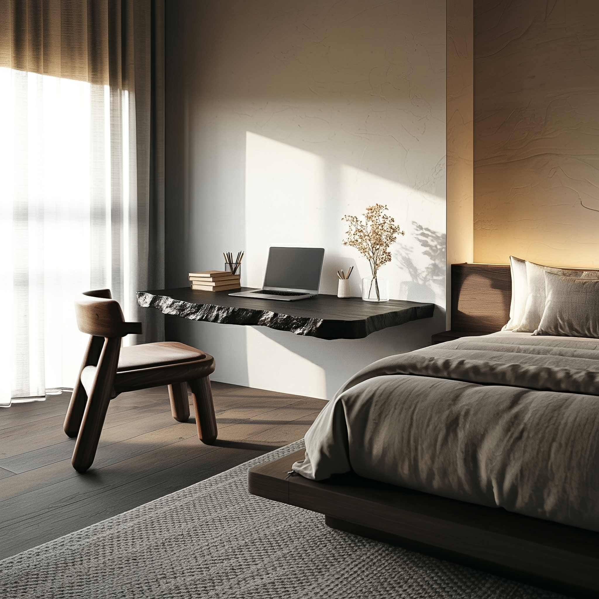 Rustic Computer Floating Desk For Home Office And Minimal Interior SINLSAFL470