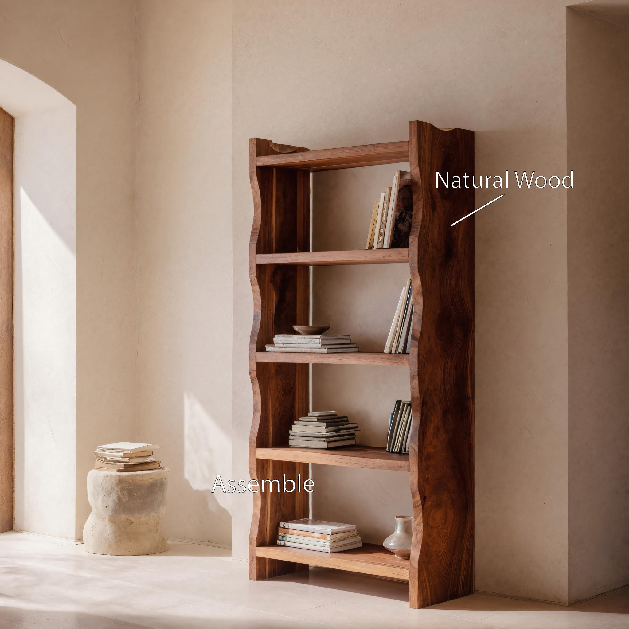 Modern Vertical Bookshelf With Natural Grain Design For Living RTTHHNBS082