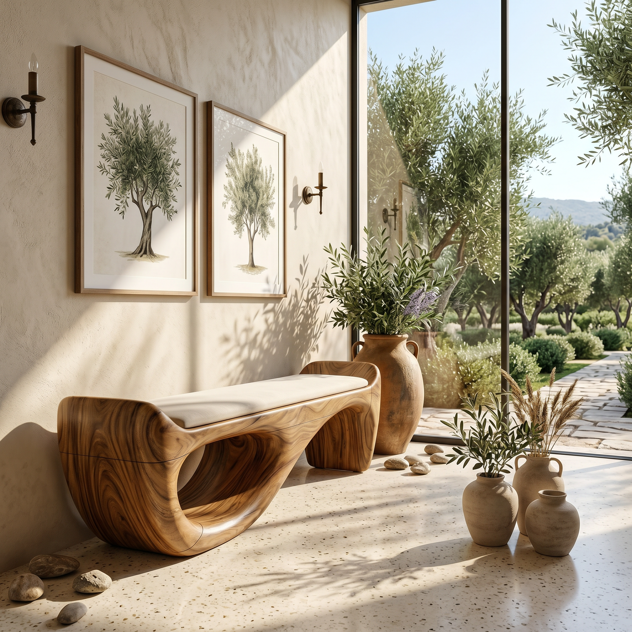 Designer Entryway Bench Organic Modern Home SILDTTRBEN064