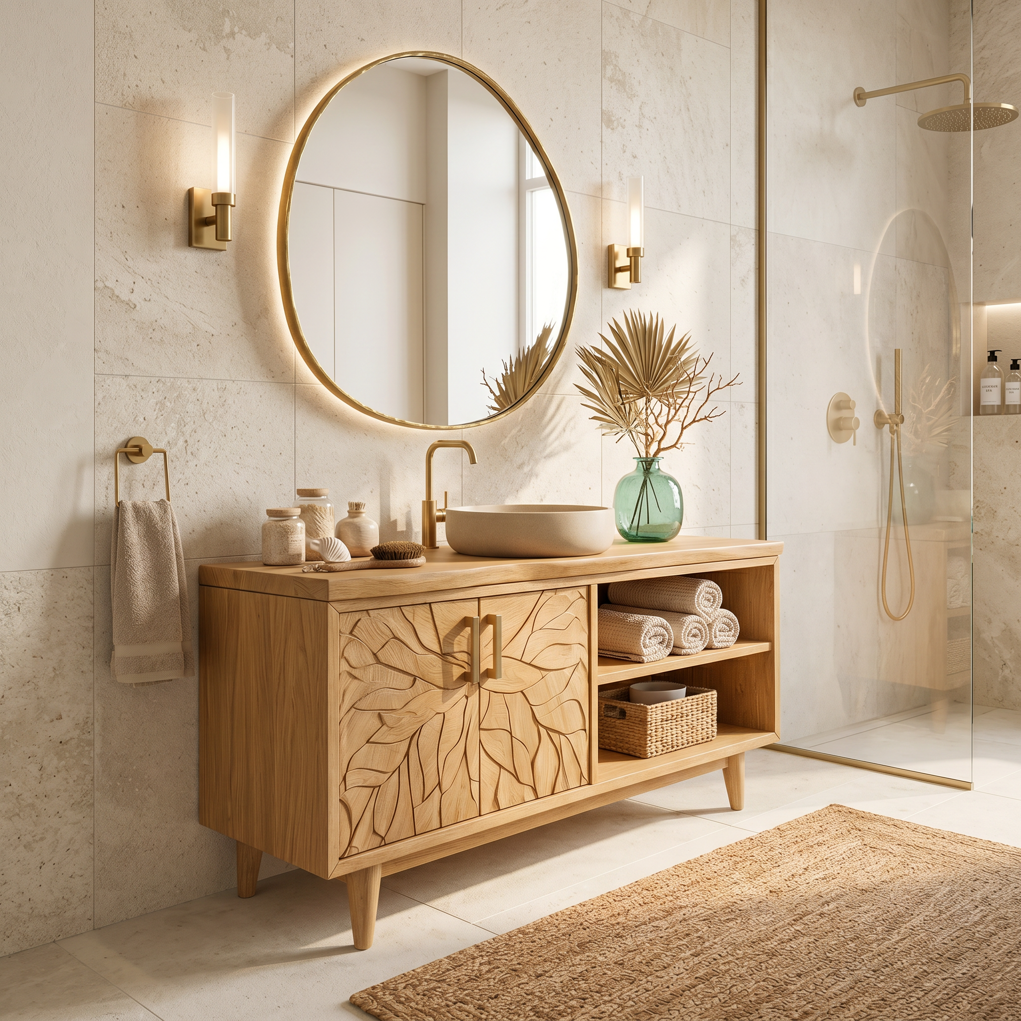 Organic Wood Vanity Cabinet For Garden Bathroom SILDTTRBRV160