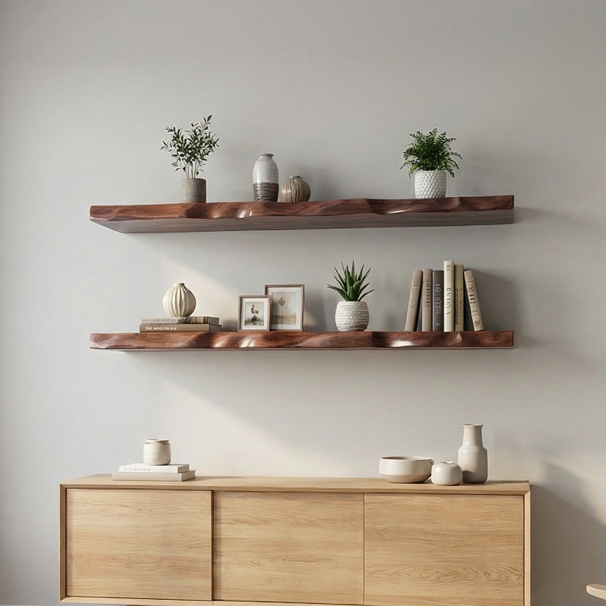 Modern Wooden Floating Shelf For Living Room Wall Display And Home Decor SINLSAFL512