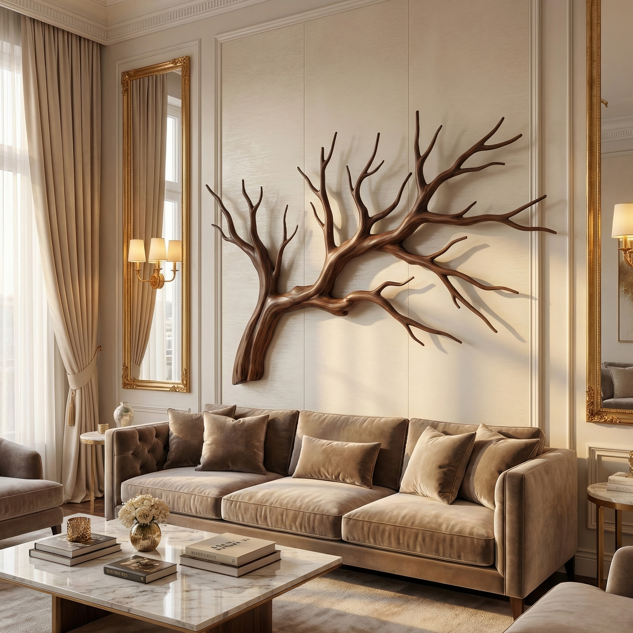 Organic Tree Branch Wooden Wall Decor For Bedroom Wall Art And Interior Decor SINLSAWD035