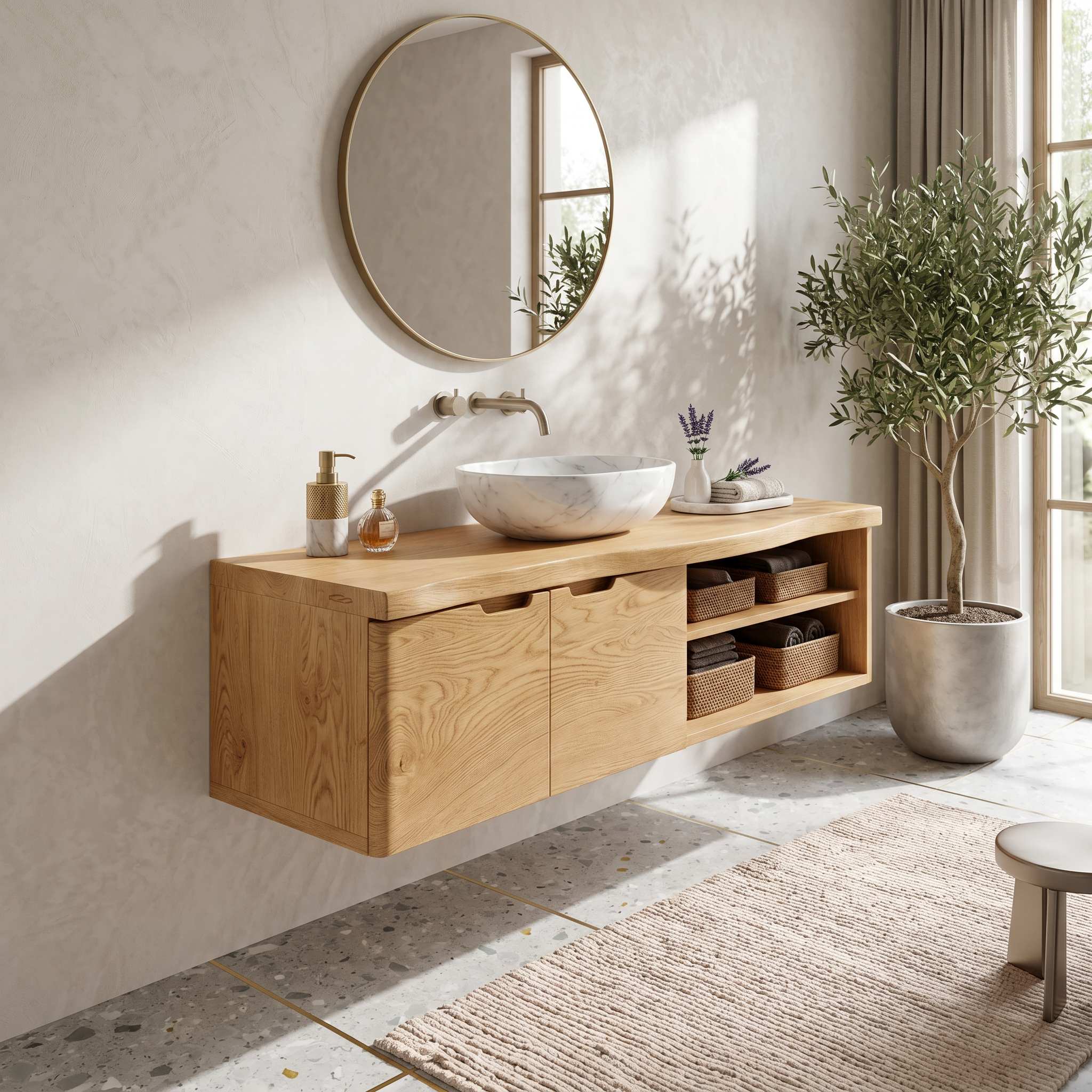 Coastal Floating Washstand Relaxing Guest Bathroom SILDTTRBRV194