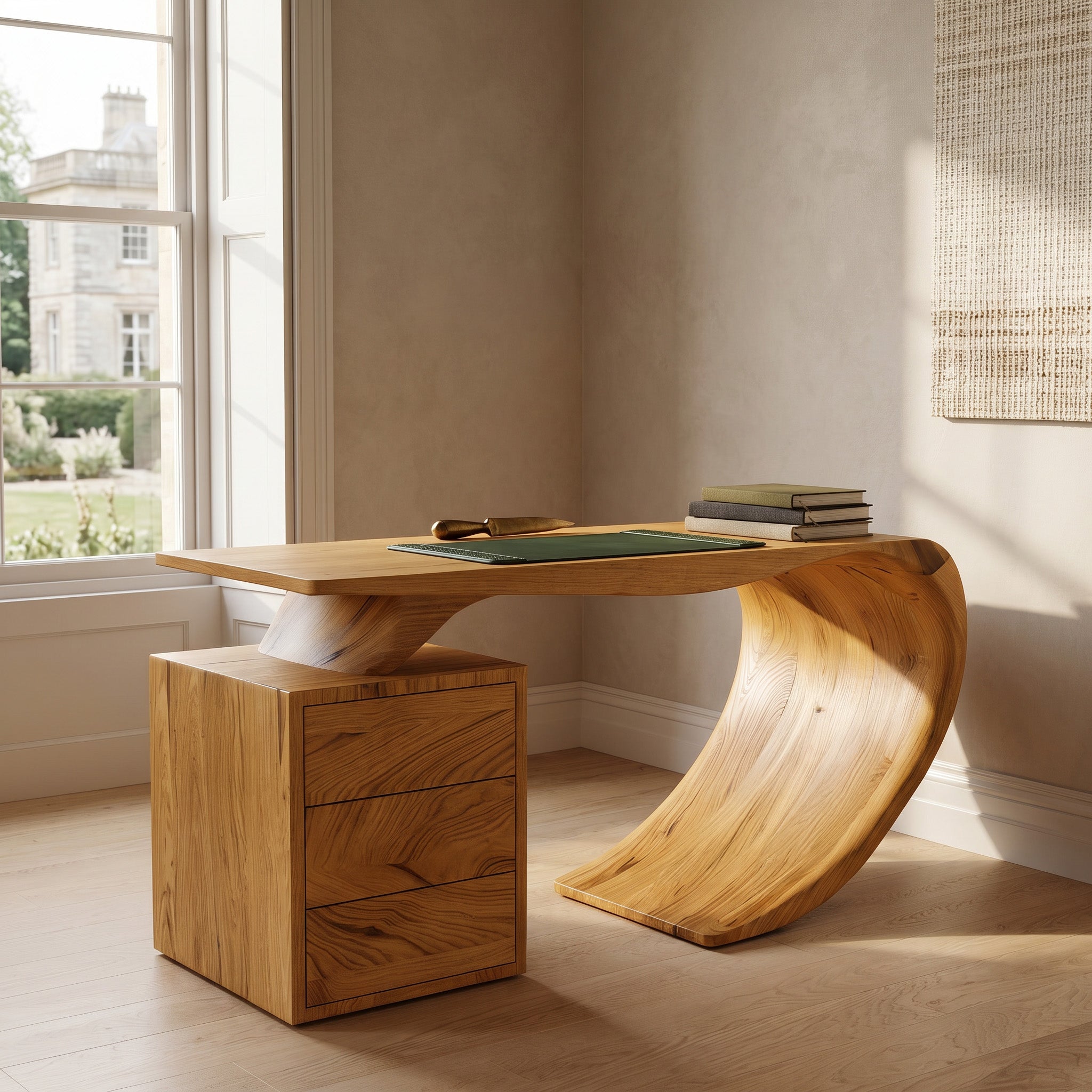 Modern Farmhouse Wood Desk For Home Office Corner RTTHHNDE112
