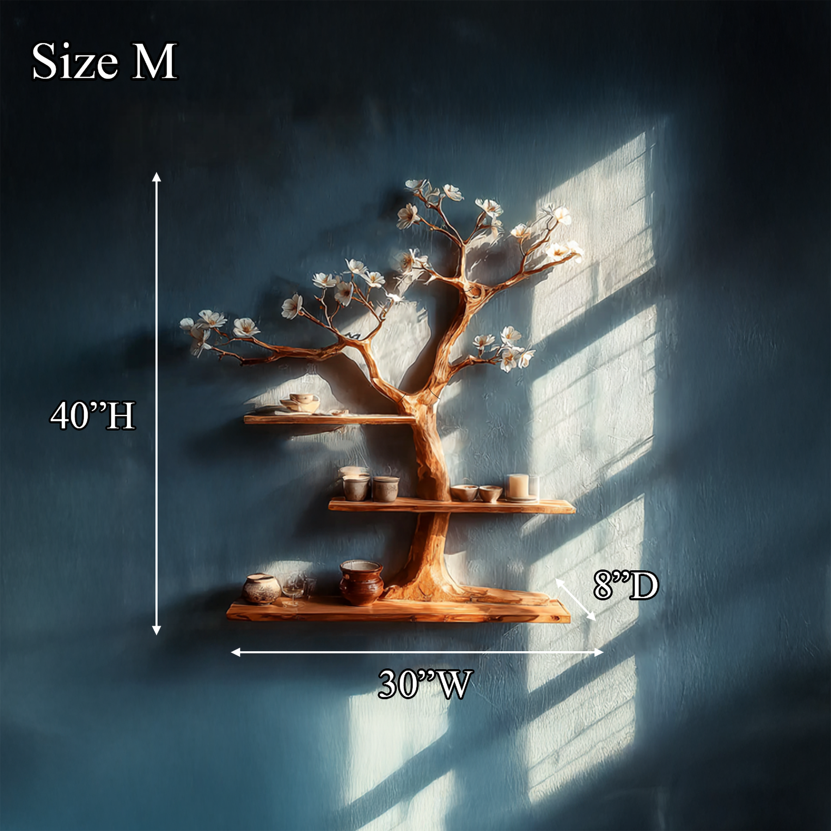 Rustic Tree Wall Shelf Artistic Bedroom Or Living Room SINLSATBS048