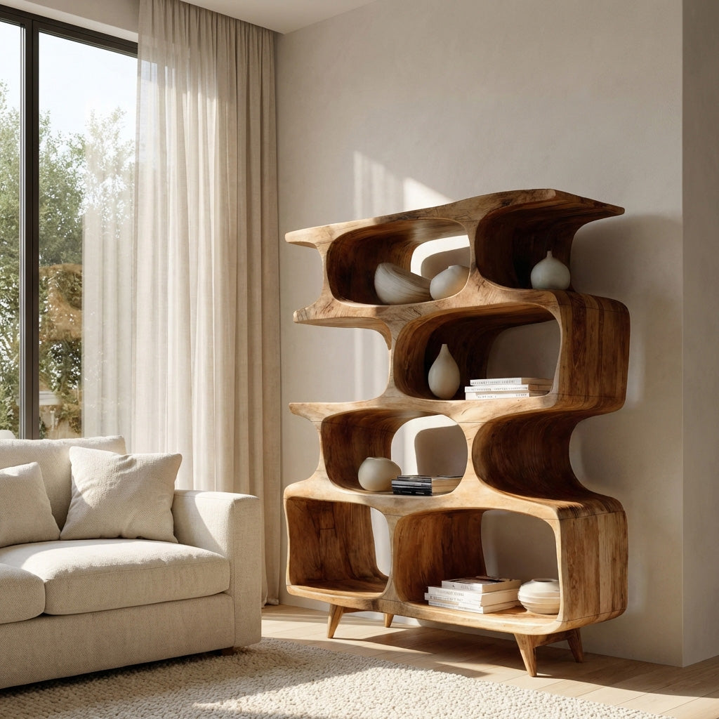 Modern Open Wooden Bookshelf For Beach House RTTHHNBS137