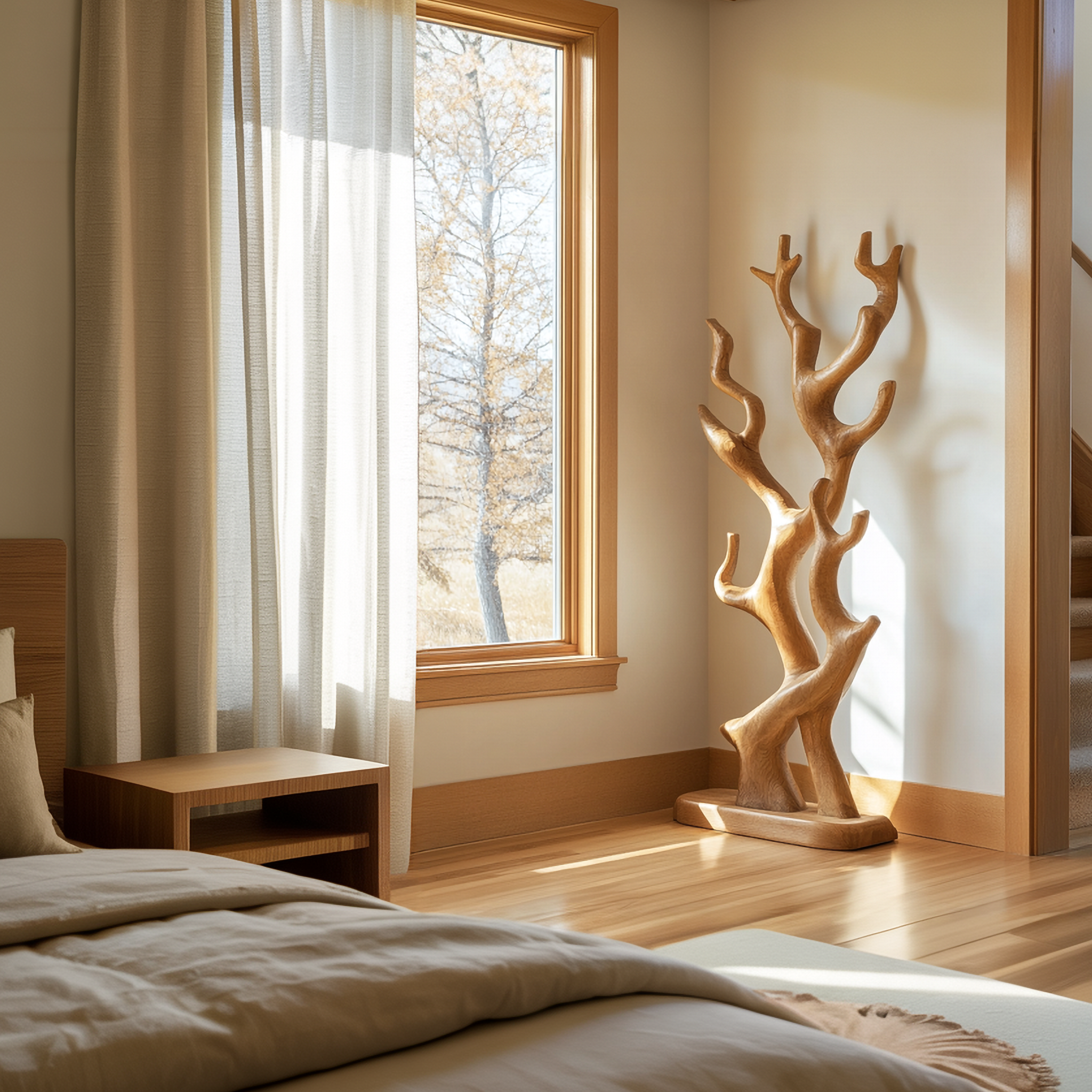 Rustic Tree Inspired Coat Stand For Entryway And Hallway Space SINLSATCR097