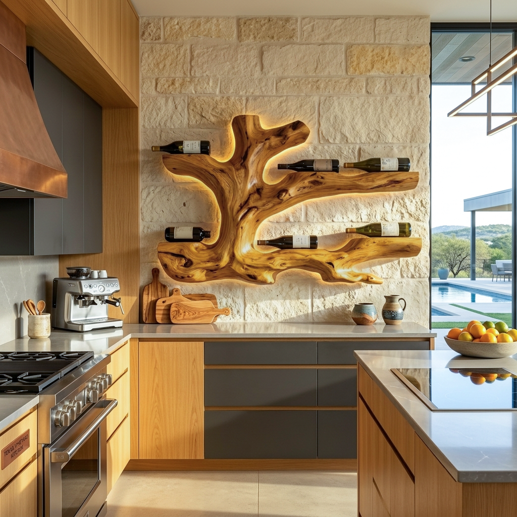 Rustic Live Edge Wine Rack Wall Hanging For Home Interiors RTTHTTWH008