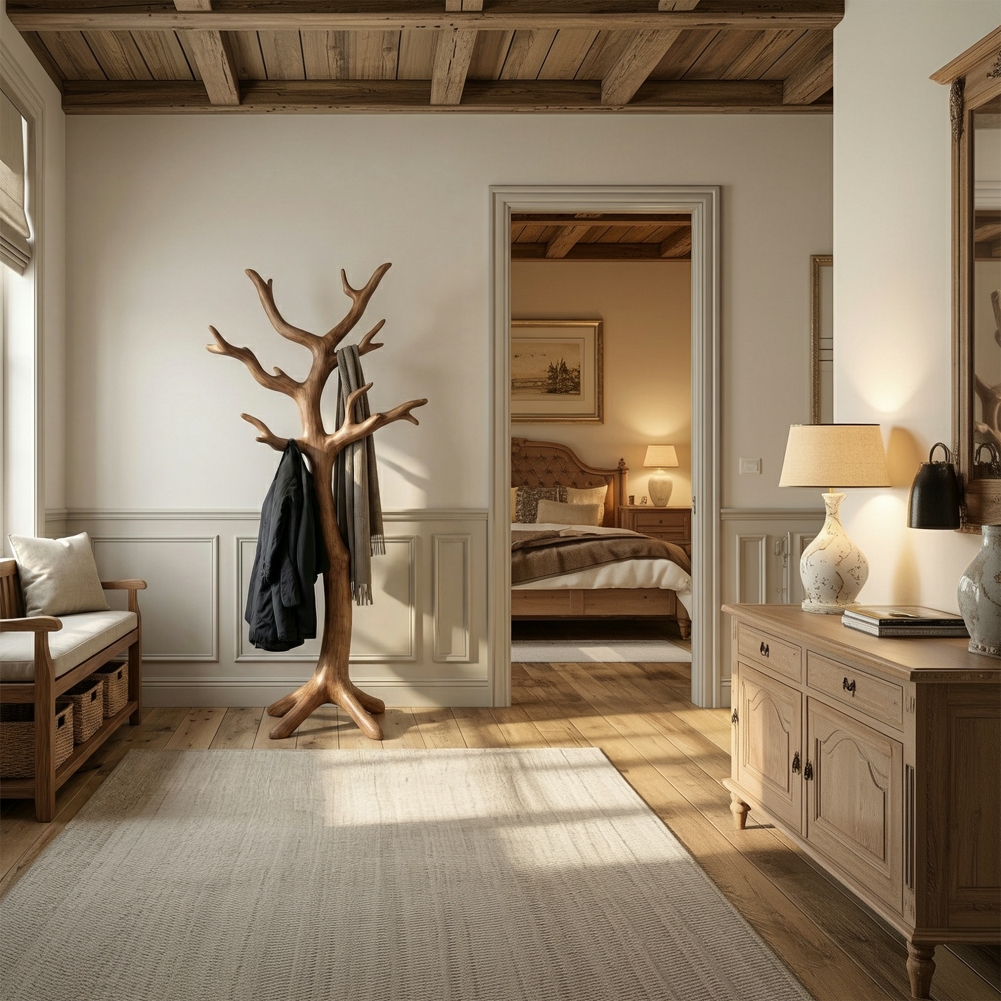 Rustic Statement Tree Coat Stand For Entryway And Feature Corner SINLSATCR098